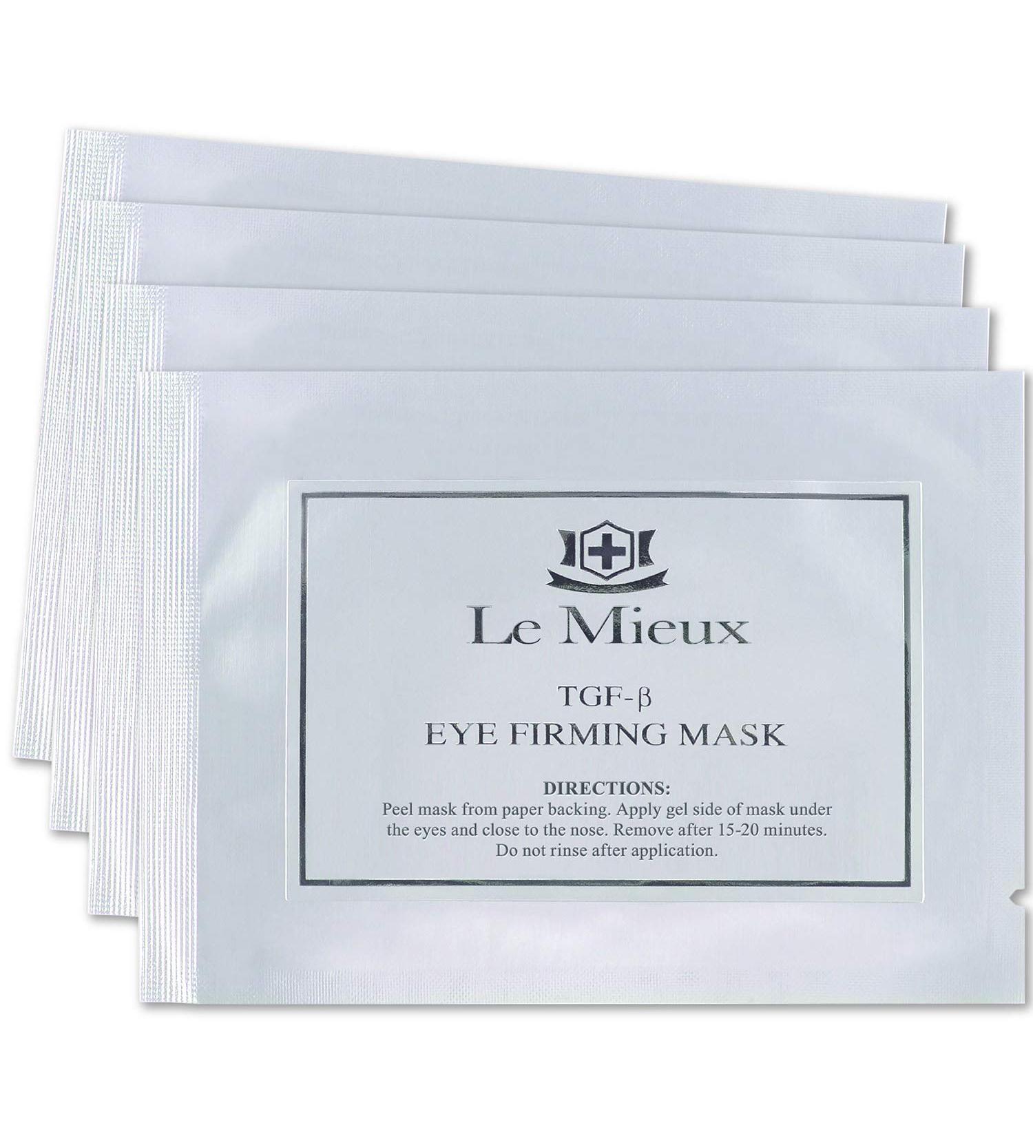Le Mieux TGF-B Eye Firming Mask - Triple Growth Factor Serum Eye Patches for Visible Puffiness Fine Lines & Dark Circles with Red & Green Algae Hyaluronic Acid Peptides (4 Masks)