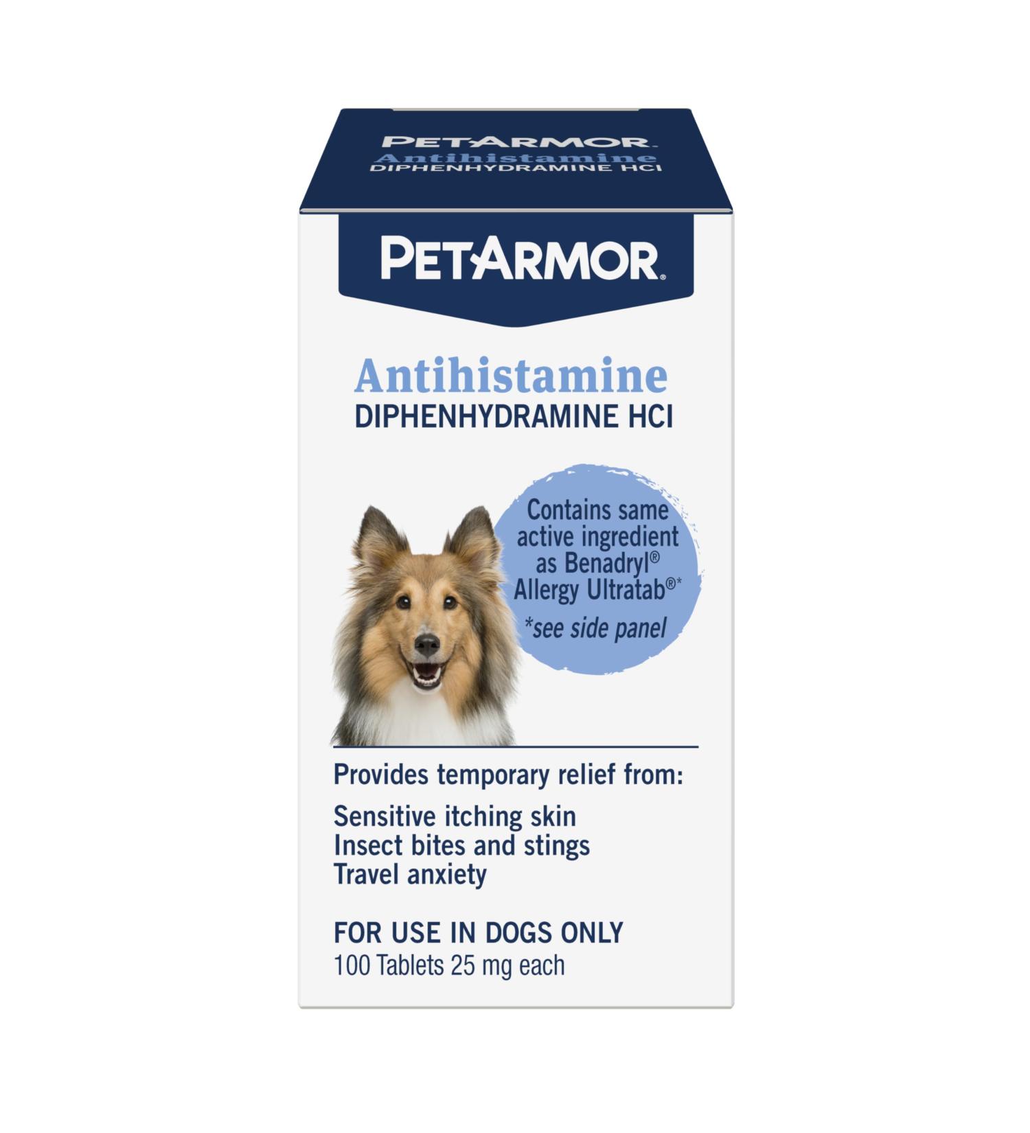 PetArmor Antihistamine Allergy Relief for Dogs Easy-to-Use Allergy Medicine for Dogs Anti-Itch Medicine Provides Relief from Insect Bites and Stings 100 Tablets Unflavored All Breed Sizes (Pack of 1) - Buy Online on GoSupps.com