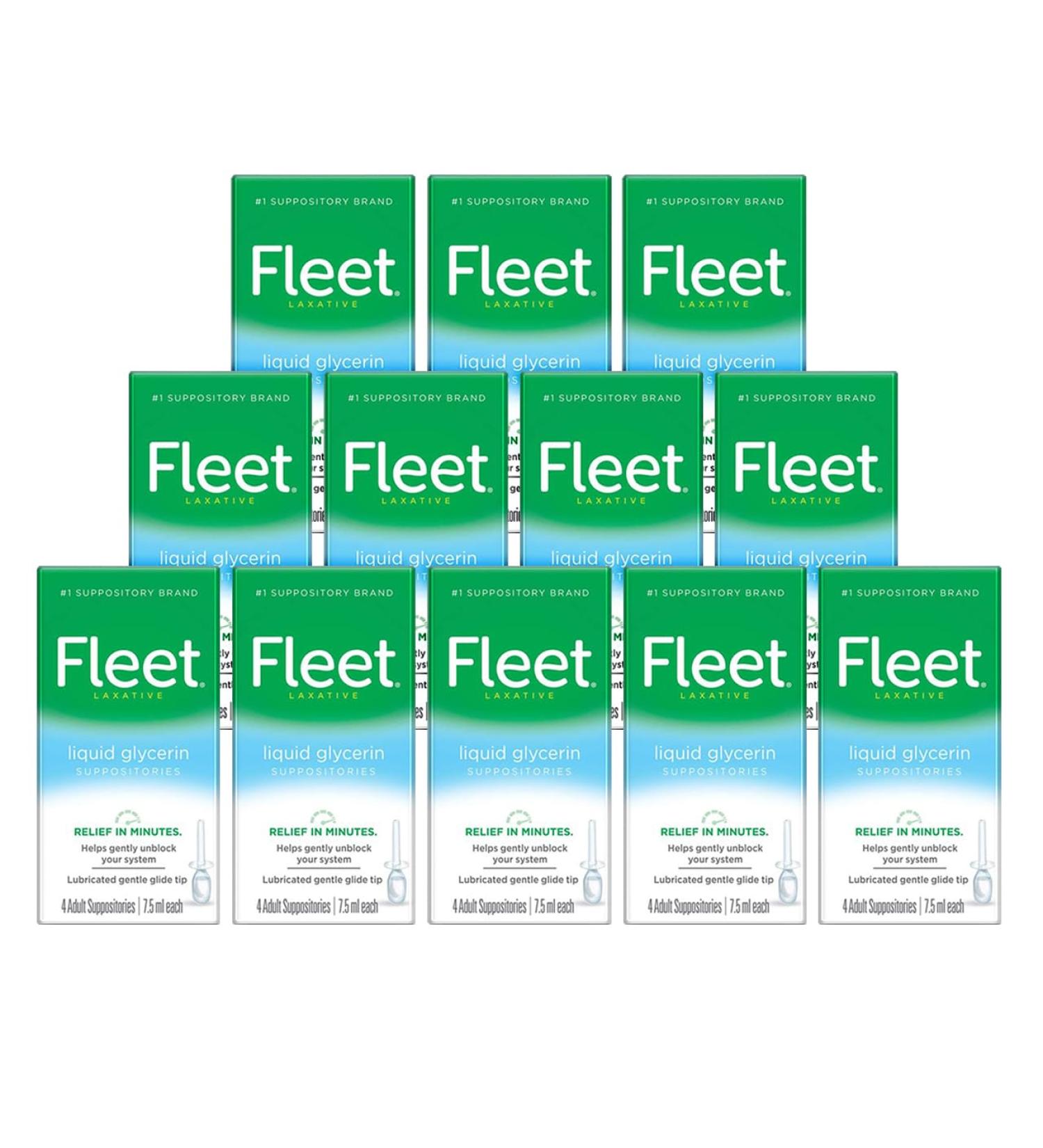 Fleet Liquid Glycerin Suppositories for Adult Constipation 7.5 mL 4 Bottles (12 Pack) - Buy Online on GoSupps.com