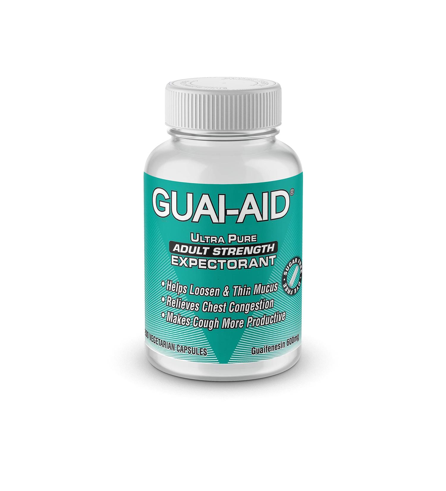 GUAI-AID 24 OTC Ultra-Pure Guaifenesin 600mg Veg Capsules Travel Bottle - Buy Online on GoSupps.com