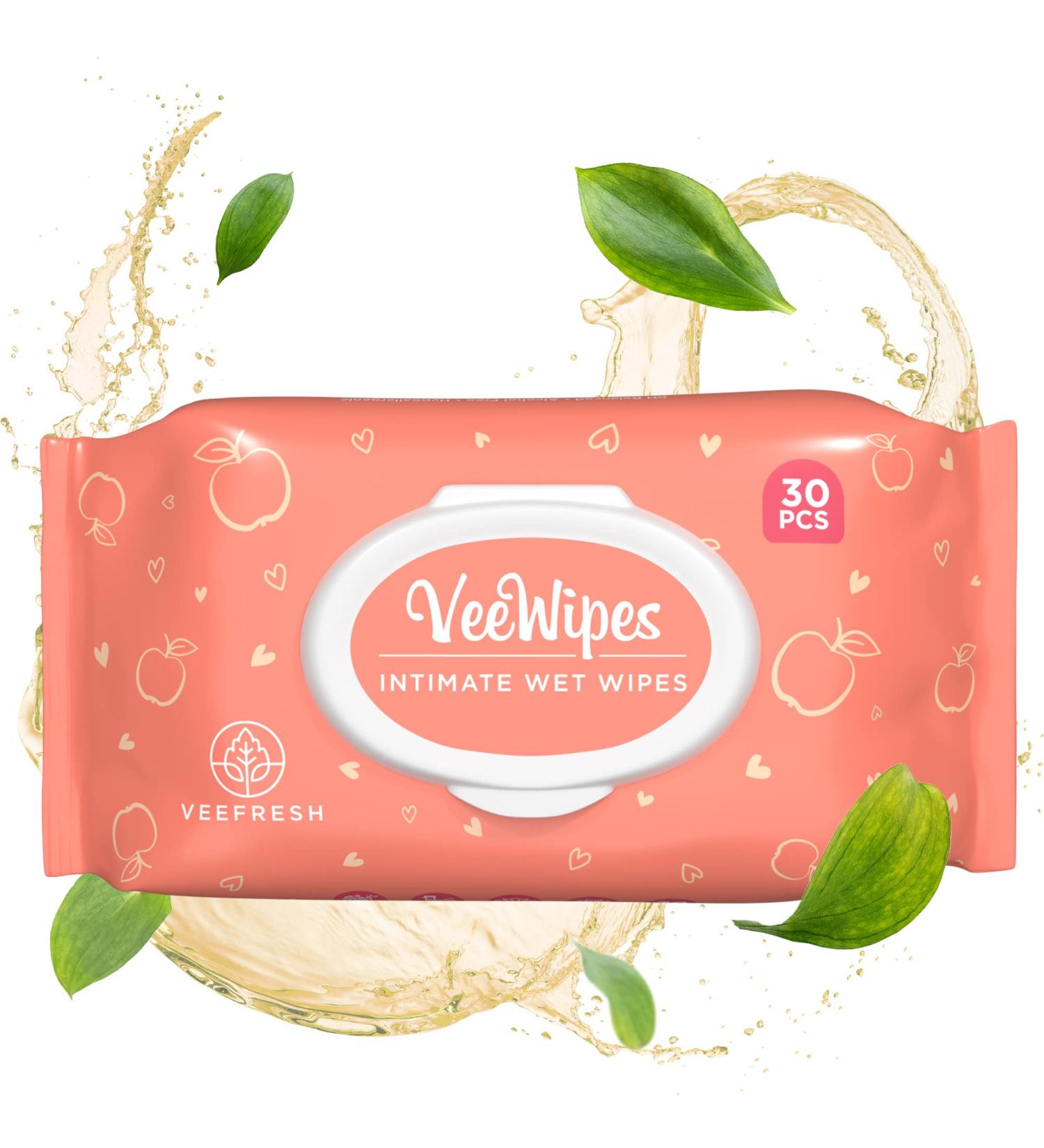 VeeFresh VeeWipes ACV (30pcs) - Apple Cider Vinegar Infused pH Balanced Feminine Wipes for Sensitive Vees | Alcohol Free & Hypoallergenic Female Wipes for Maximum Hygiene - Buy Online on GoSupps.com