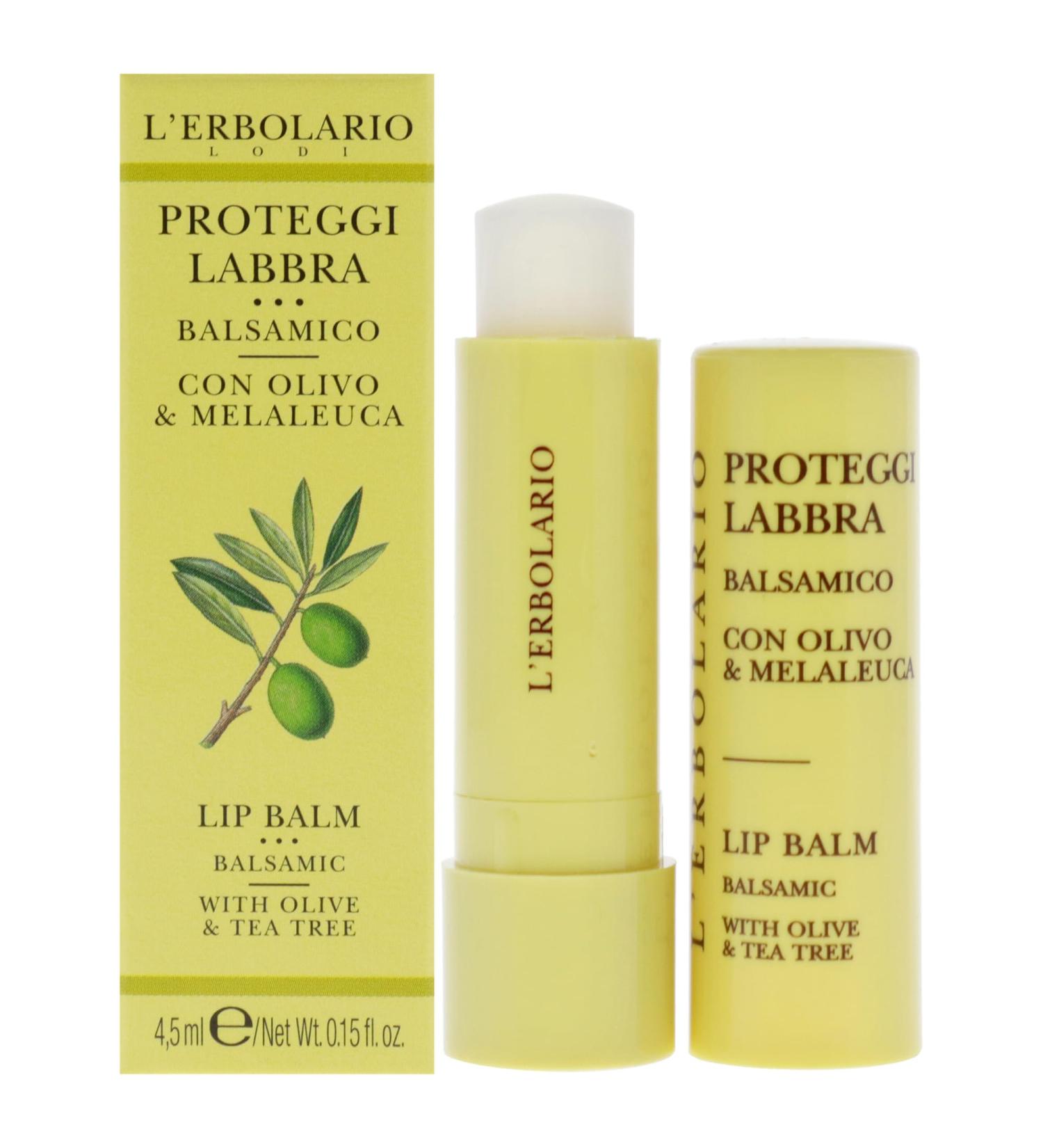 L'Erbolario Lip Balm - Softness and Suppleness for Lips - Lip Balm with Vitamin E - Moisturizing and Replenishing Lip Care - Lip Moisturizer for Dry and Cracked Lips - Olive and Tea Tree - 0.15 oz
