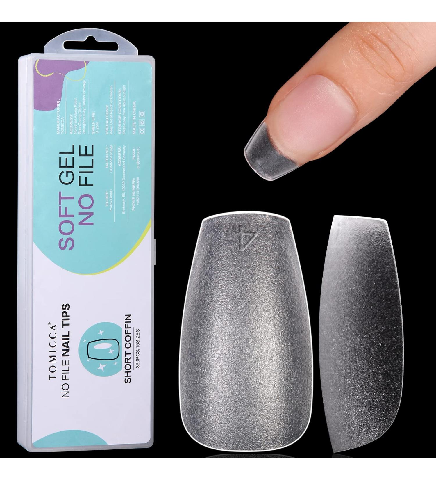 TOMICCA Short Coffin Nail Tips 360PCS - Soft Gel Full Cover Matte Clear False Acrylic Nails Kit - Buy Online on GoSupps.com