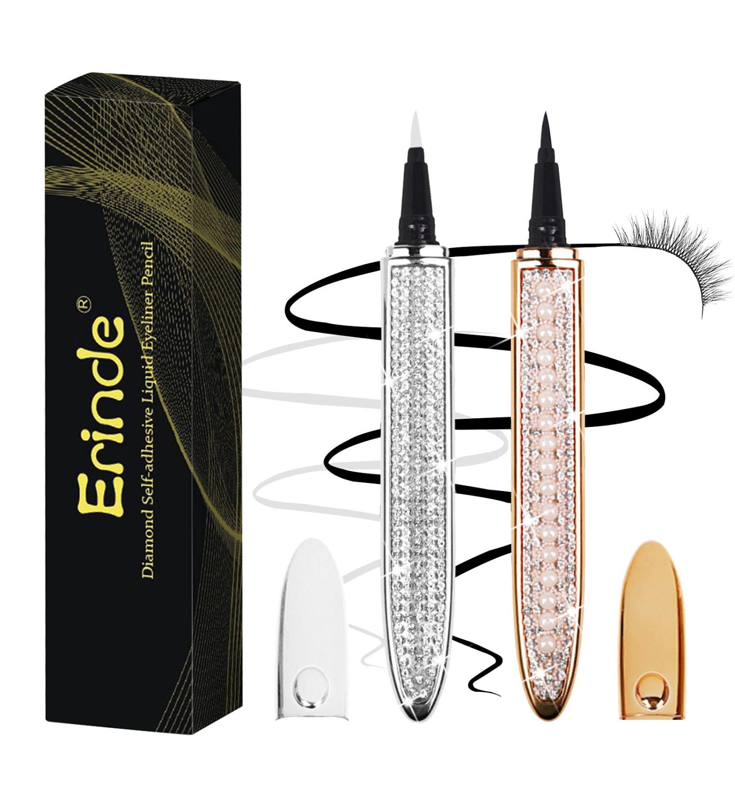 Erinde 2PCS Eyelash Glue Pen Set A | Self-Adhesive Eyeliner for Easy Eye Makeup - Black & Clear - Buy Online on GoSupps.com