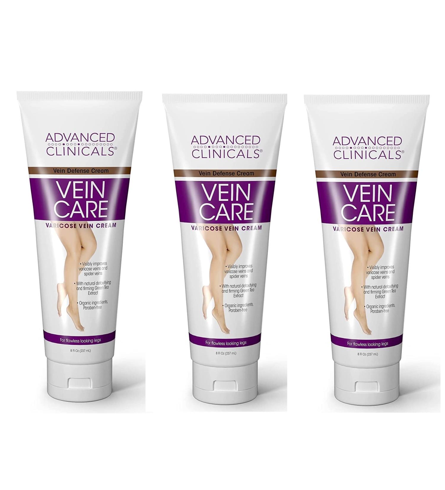 Advanced Clinicals Vein Care Cream - Firming Lotion for Varicose & Spider Veins - 3-Pack, 8 Fl Oz Each - Buy Online on GoSupps.com