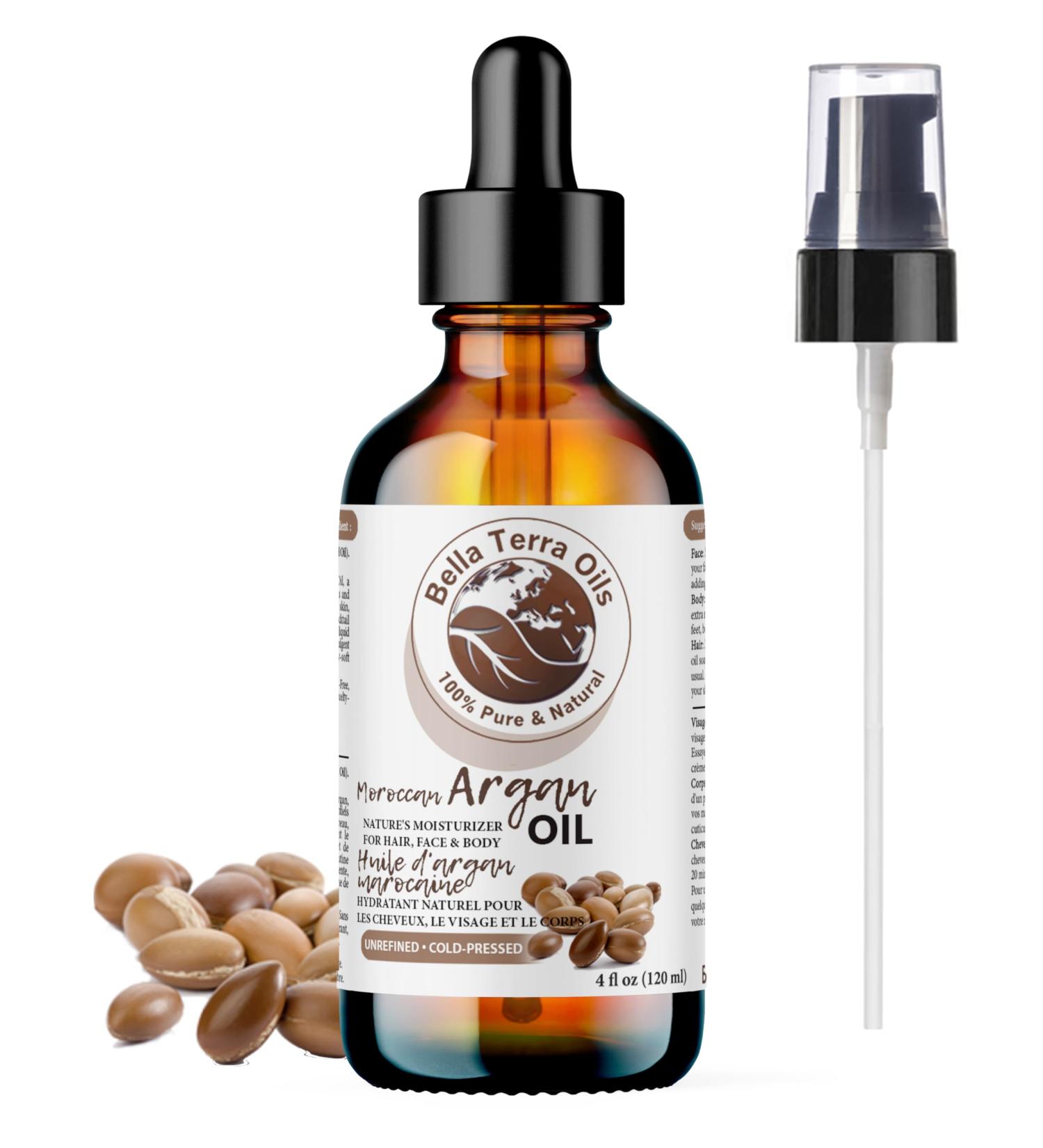Bella Terra Oils Moroccan Argan Oil. 120ml. 100% Pure. Cold-pressed. Unrefined. Non-comegodenic. Rich in Vitamin E. Natural Moisturizer for Skin Hair. 120 ml (Pack of 1) - Buy Online on GoSupps.com