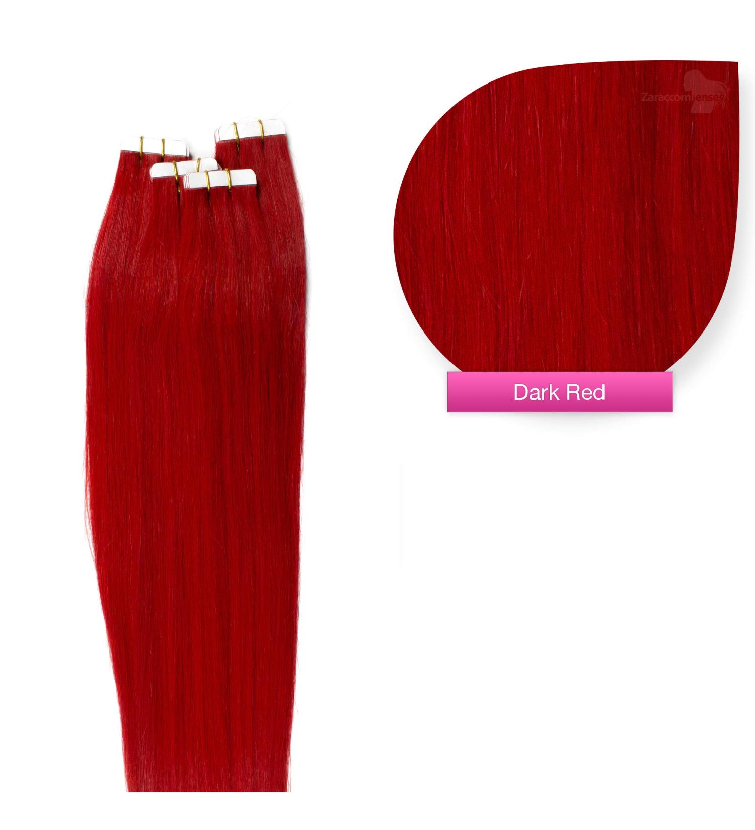 Tape In On Wefts Real Hair Extensions 50cm 20 x 2.5g Dark Red Red Weft Hair Extension 20 Wefts Dark Red