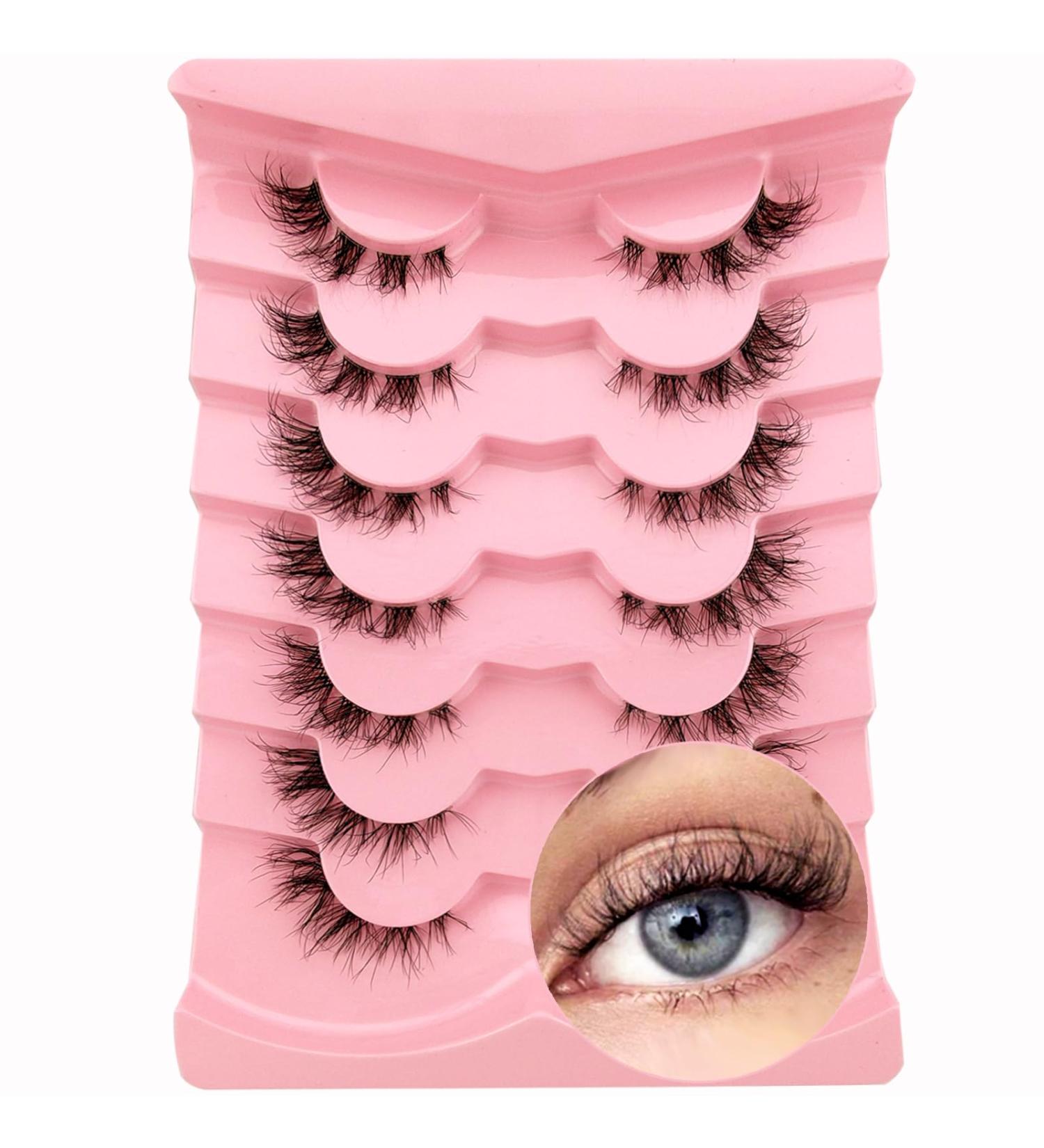 7 Pairs 3D Clear Band Cat Eye False Eyelashes | Fluffy Volume Curly Faux Mink Makeup - Reusable ZFD08 - Buy Online on GoSupps.com