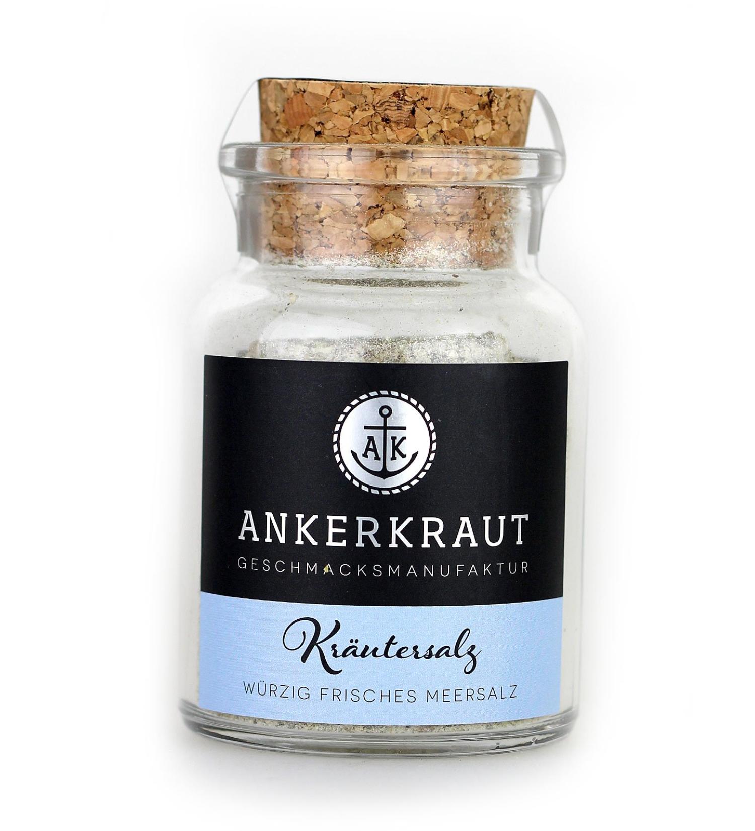 Ankerkraut Classic Herbal Salt 100g in a cork glass