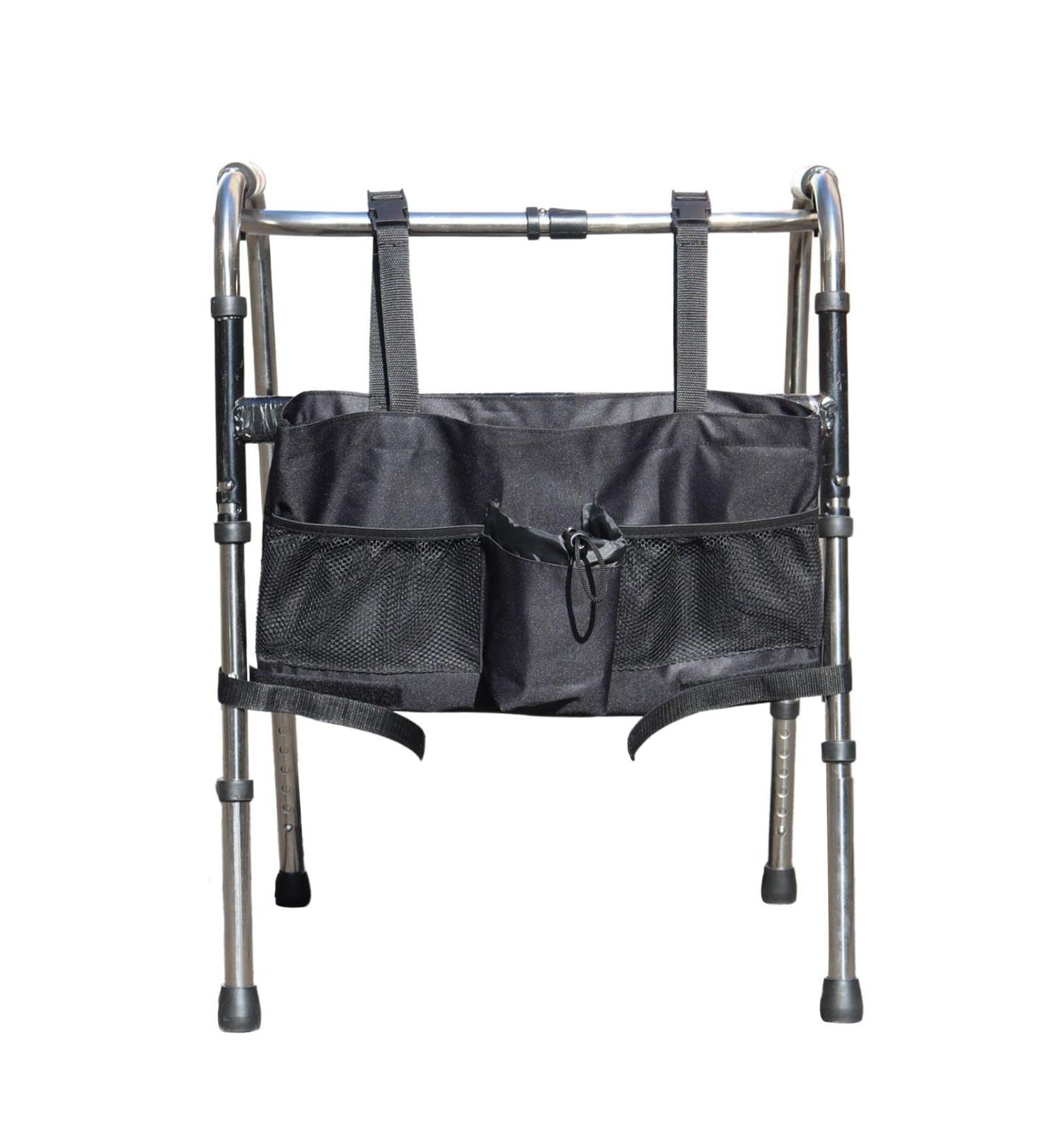 Walker Bag Wheelchair Pouch Armrest Accessories Basket Hand Storage Bags with Cup Holder Water-Resistant for Rollator Folding Walkers Suit for Elderly Seniors Handicap Disabled Black - Buy Online on GoSupps.com