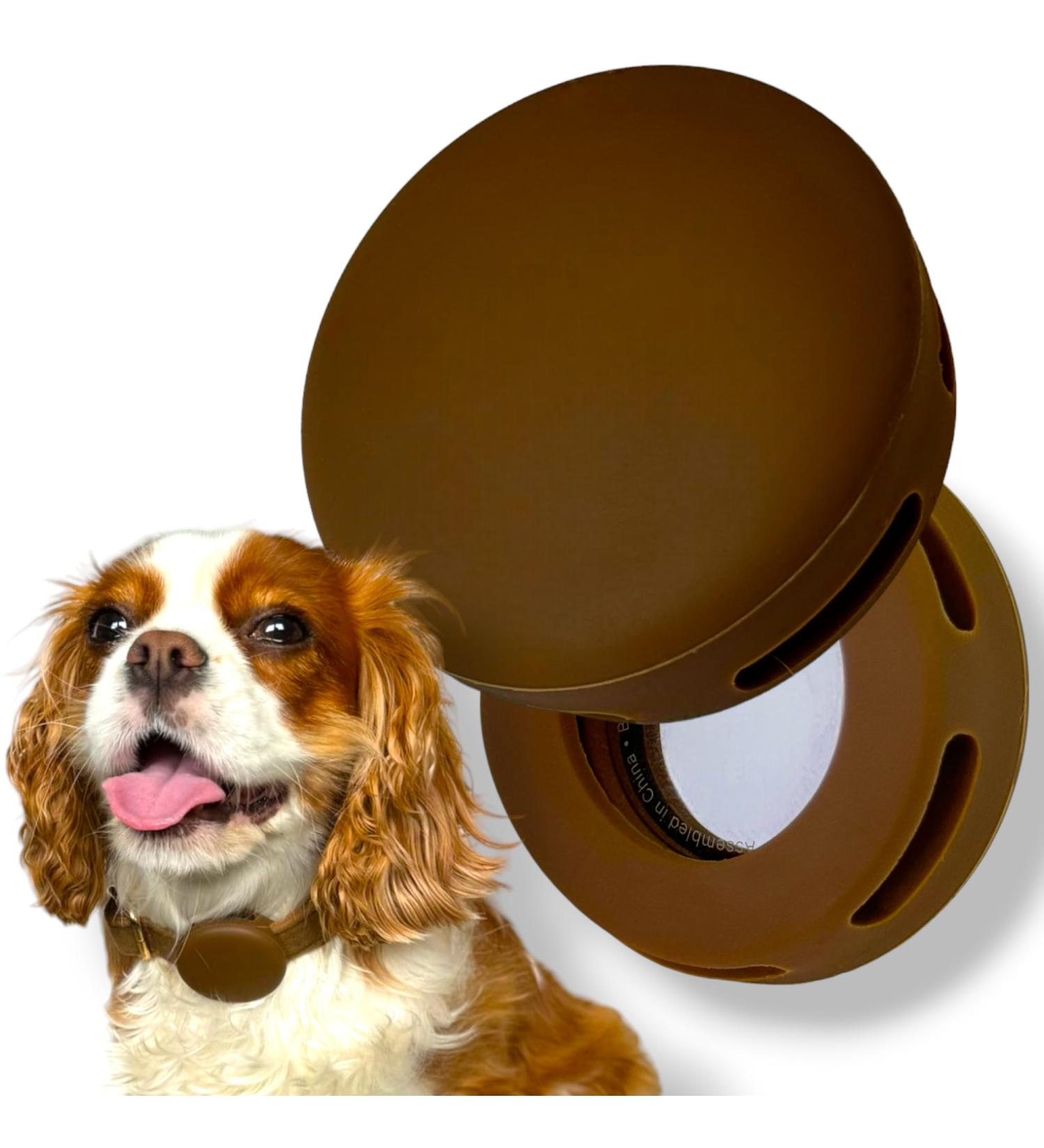 Moosh Silicone Airtag Holder for Dogs & Cats | Stylish Pet Tracker Accessory | Safe Brown Design for Easy Tracking - Buy Online on GoSupps.com
