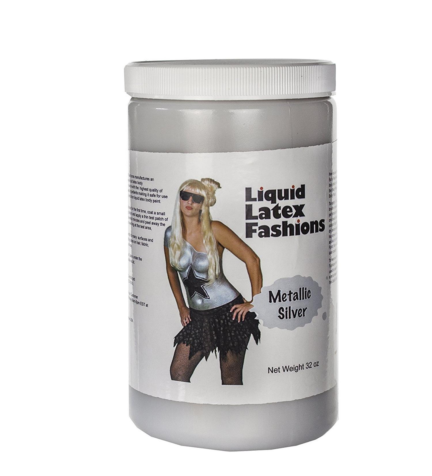 Metallic Silver Liquid Latex Face & Body Paint - 32 Fl Oz Ammonia Free Perfect for Cosplay & Nail Art - Shimmering Finish for Arts & Crafts - Buy Online on GoSupps.com
