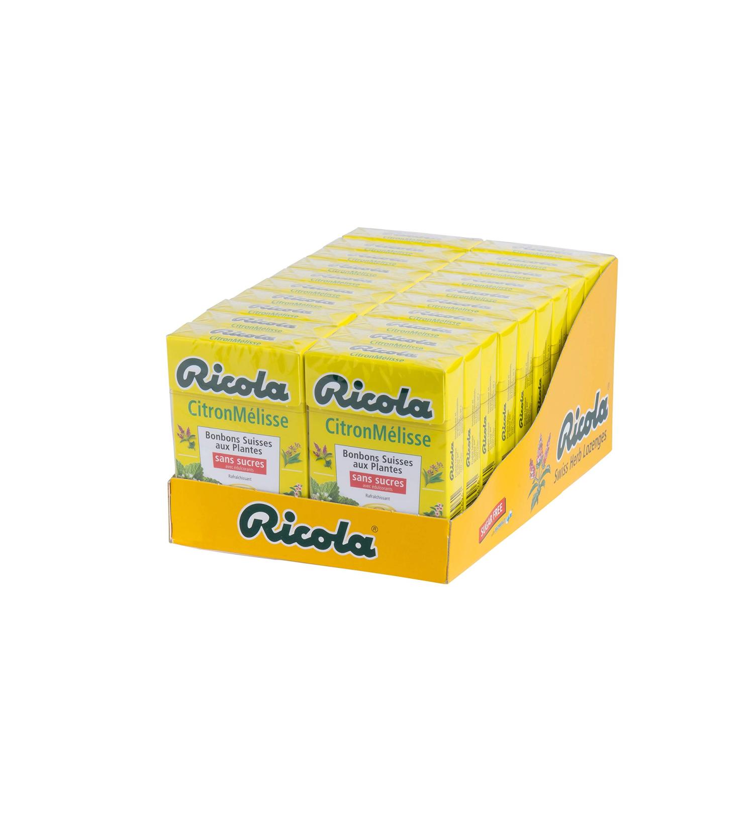 Ricola - Swiss Herbal Sweets - Lemon Balm Flavor - Refreshing - Sugar Free - Pack of 20 boxes of 50g - Buy Online on GoSupps.com