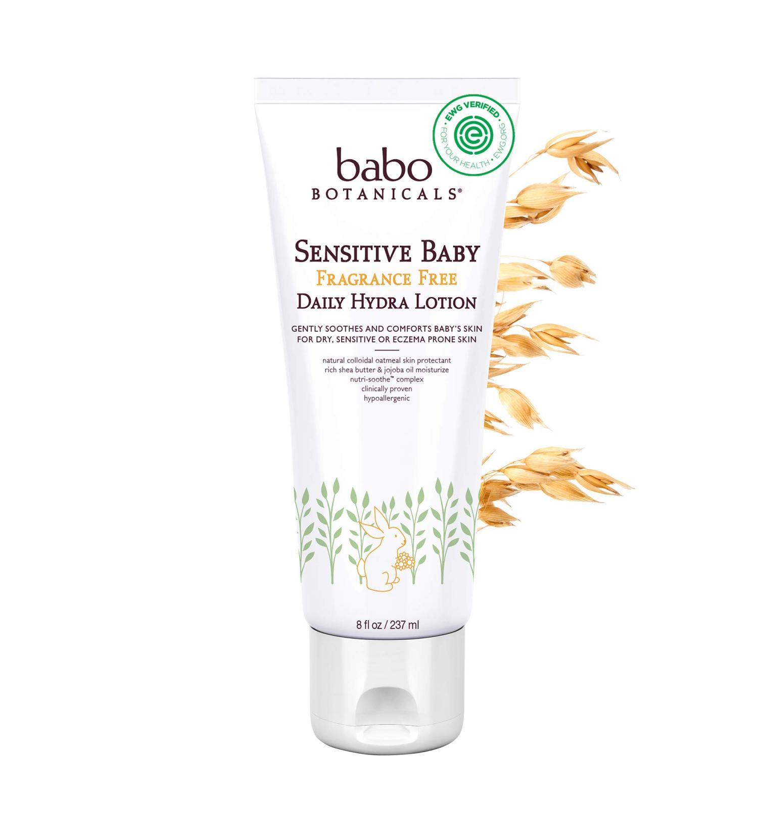 Babo Botanicals Sensitive Baby Daily Hydra Lotion 8 fl oz - Fragrance Free & Gentle Moisturizer - Buy Online on GoSupps.com