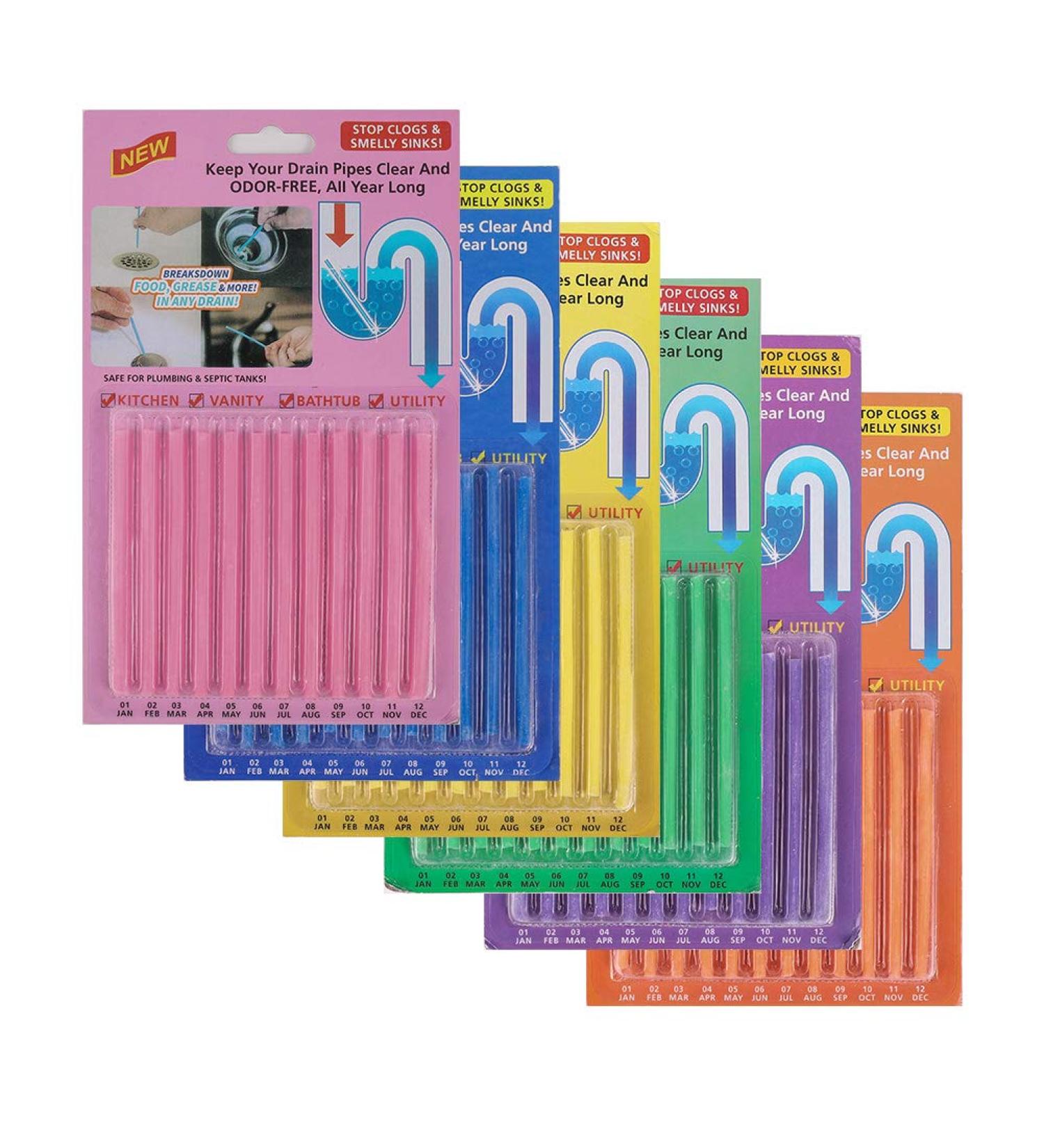 Fanshiontide 72 Pcs Enzymatic Drain Cleaner Sticks - Clear Drains & Pipes, Odor-Free Cleaning Tool for Kitchen, Bathroom & Toilet Sewer - Buy Online on GoSupps.com