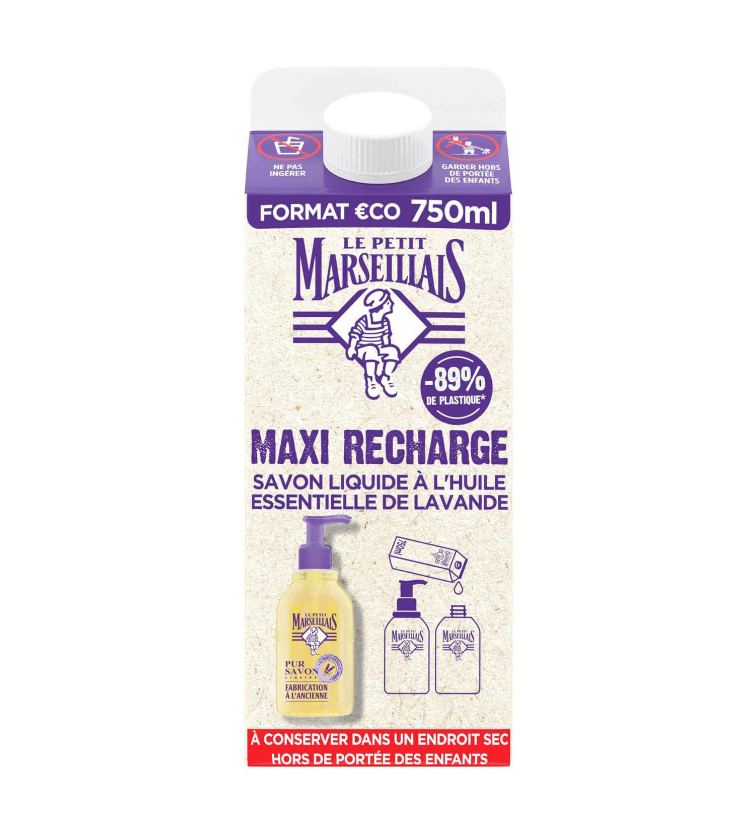 The Little Marseillais | Maxi Refill Hand Wash Gel with Pure Soap & Lavender (750ml Brick) Liquid Soap Refill for Pump Bottle - Buy Online on GoSupps.com
