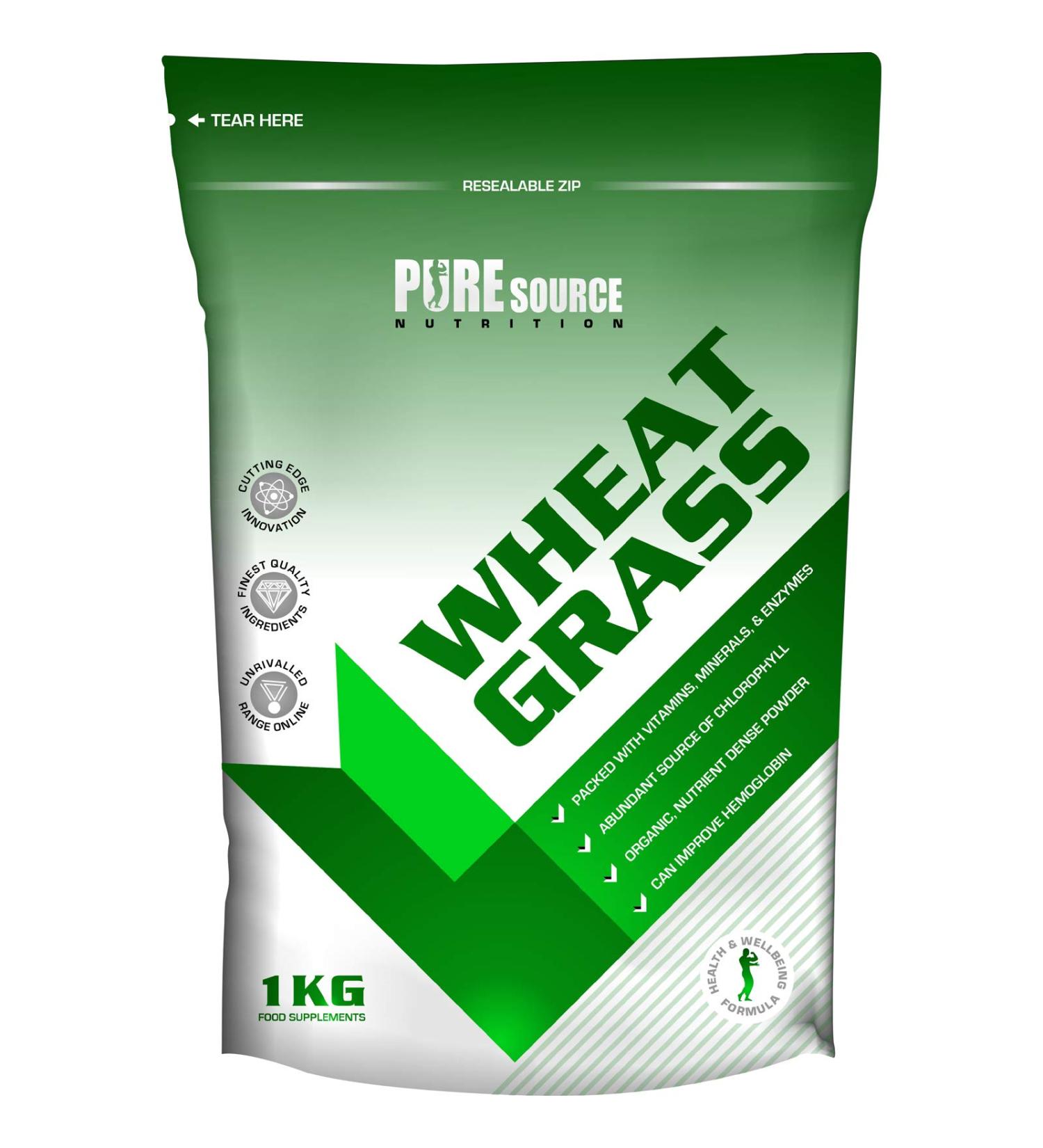 Pure Source Nutrition Organic Vegan Wheatgrass Powder (EU) 2Kg / 2000g - Superfood Certified Organic Wheat Grass Juice Powder