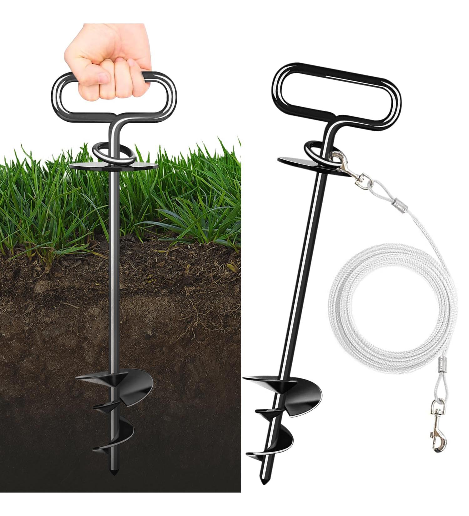 Buy Soil Anchor Dog - Stable Screwing Anchor for Safe Connections | Bay Pegs & Binding Posts for Dogs - Perfect Garden & On-the-Go Solution - Buy Online on GoSupps.com