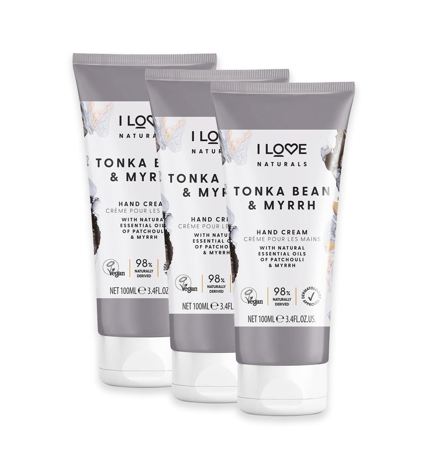 I LOVE Naturals Tonka Bean and Myrrh Hand Lotion - Hand Cream for Dry Skin - Moisturizing Lotion with Shea Butter Coconut and Essential Oils - 3 pc - Buy Online on GoSupps.com