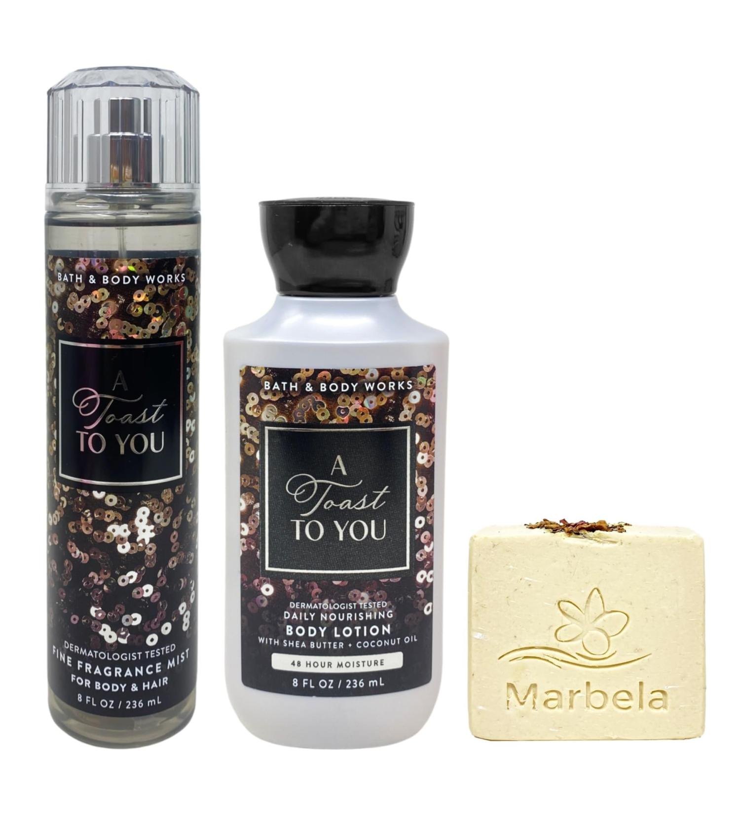 Bath & Body Works A Toast To You - Fragrance Mist and Daily Nourishing Body Lotion - with a Creamy Rose Bar Soap - Buy Online on GoSupps.com