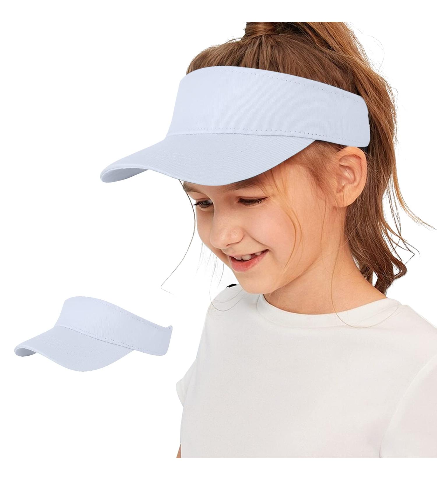 Zando Kids Adjustable Cotton Sun Visor Hat | Boys Girls Baseball Tennis Golf Cap | Beach Hat 6-12 Years | 1pc White - Buy Online on GoSupps.com