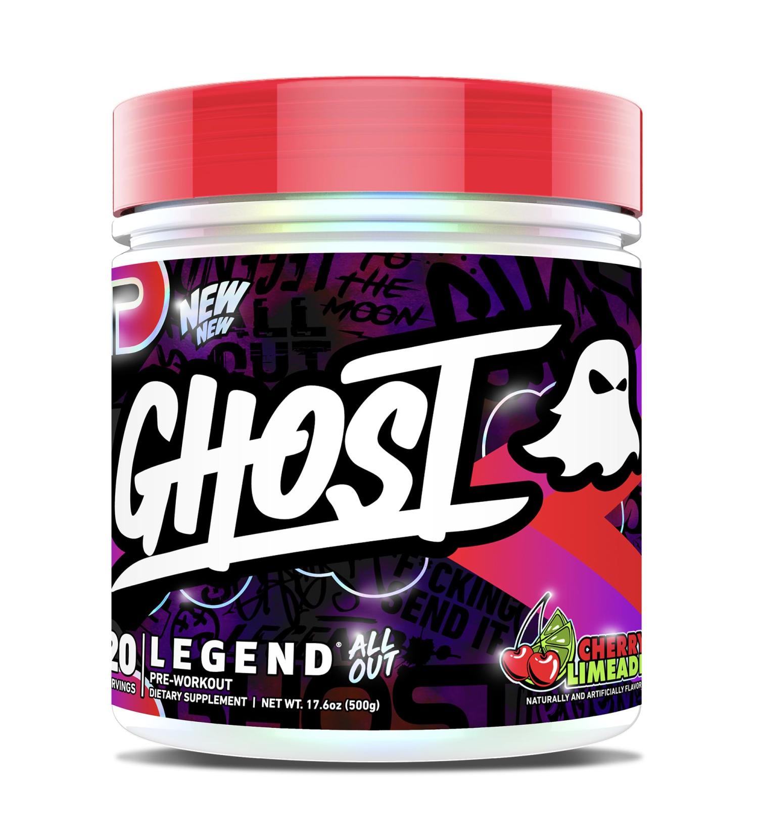 GHOST Legend All Out V2 Pre-Workout Powder Cherry Limeade - 20 Servings - Pre-Workout Supplement for Men & Women - Energy & Pumps - Caffeine Citrulline Beta Alanine Betaine NO3-T- Sugar Free - Buy Online on GoSupps.com