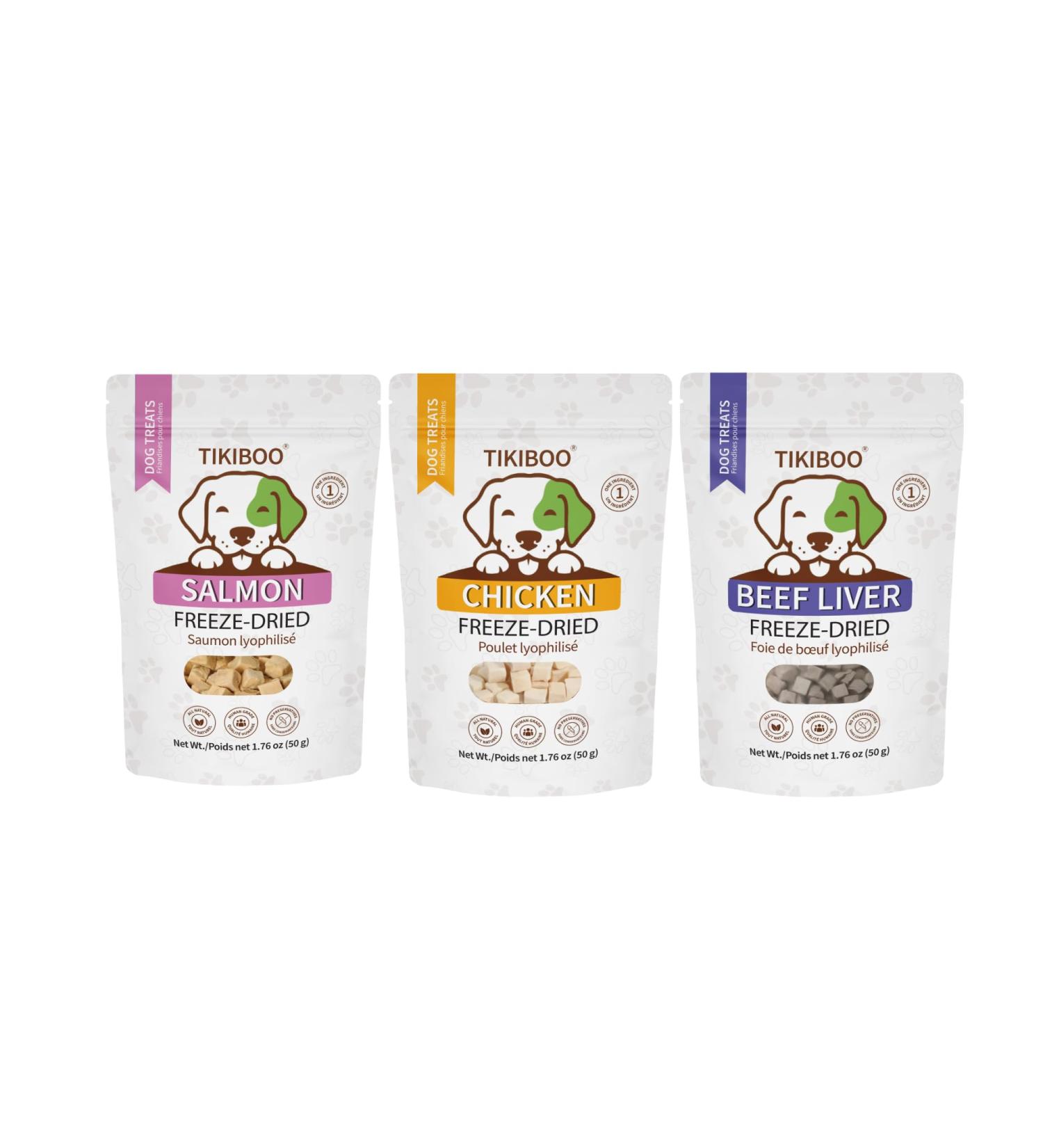 3-Pack Freeze Dried Dog Treats Trainer Topper in Salmon Chicken & Beef Liver Flavors. All Natural Healthy Treat 1 Ingredient - Buy Online on GoSupps.com