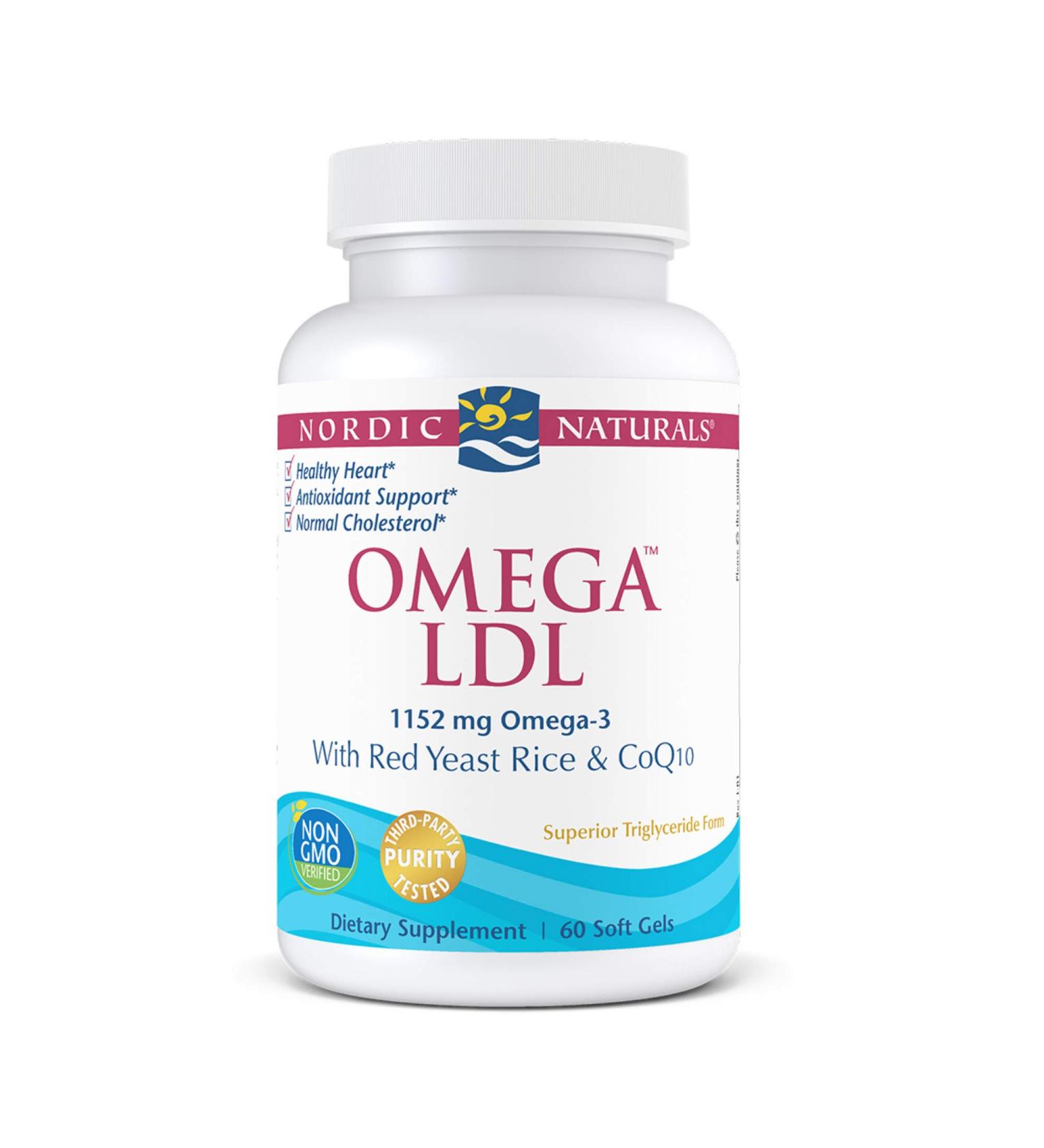 Nordic Naturals Omega LDL with Red Yeast Rice & CoQ10 - 60 Soft Gels | 1152 mg Heart Health - Buy Online on GoSupps.com