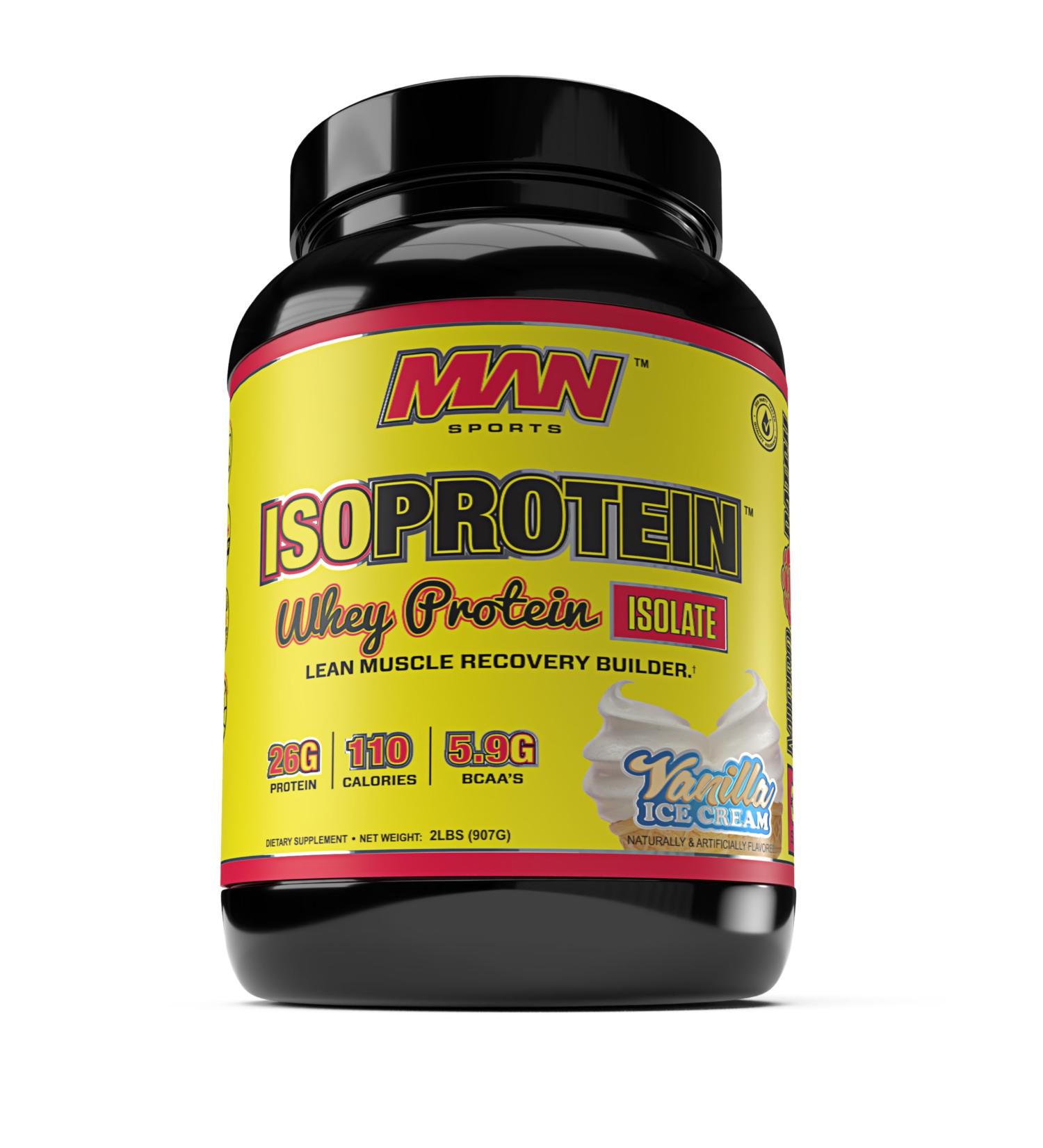 Buy MAN Sports ISO-Protein 100% Pure Whey Protein Isolate Powder - Vanilla Ice Cream 2 lbs | Best Quality Protein for Muscle Growth & Recovery - Buy Online on GoSupps.com