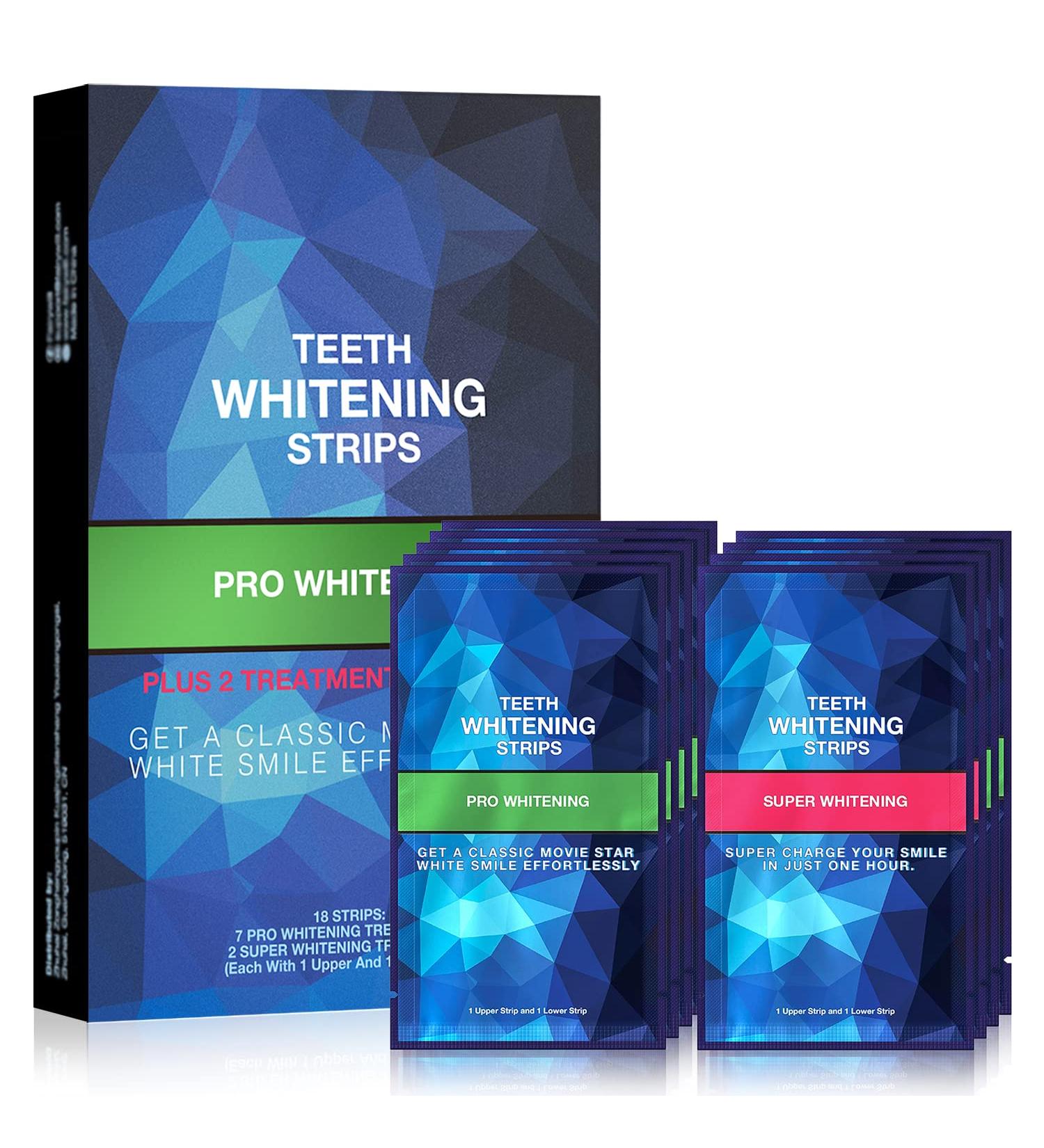 Non-Slip Teeth Whitening Strips for Sensitive Teeth - 9 Treatments, 30mins to Remove Stains - 18 Strips/Pack - Buy Online on GoSupps.com