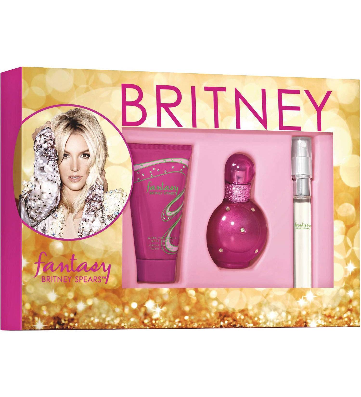 Britney Spears Fantasy 3 Pc. Gift Set (1 x EDP Spray 1 oz + 1 x Fantasy EDP Spray 0.33 oz + 1 x Britney Spears Work Your Magic Body Souffle 1.7 oz)