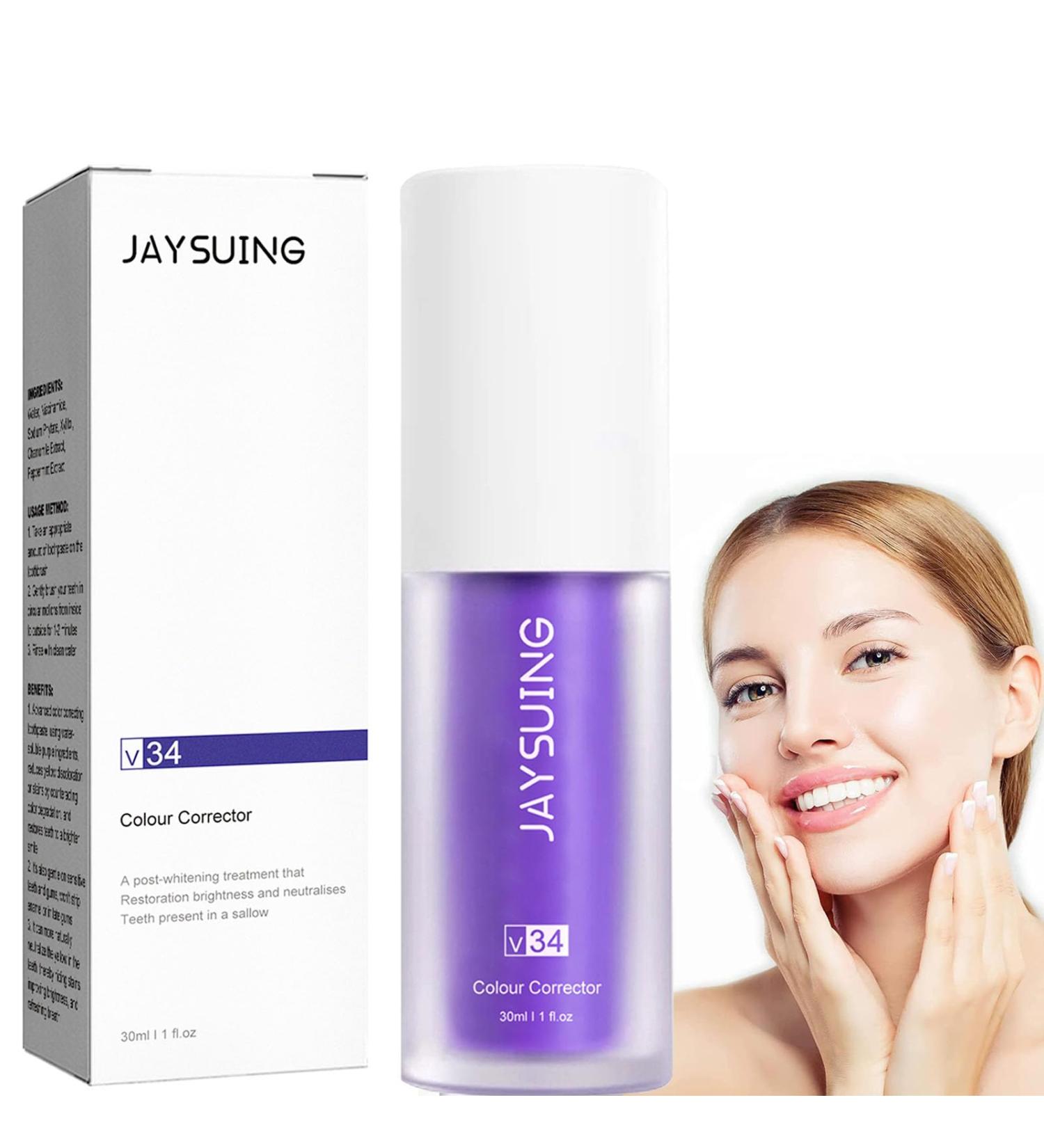 Violet Whitening Toothpaste V34 Color Corrector Serum Included Teeth Whitening Booster Violet Teeth Whitening Oral Cleaning Toothpastes for Sensitive Teeth - Buy Online on GoSupps.com