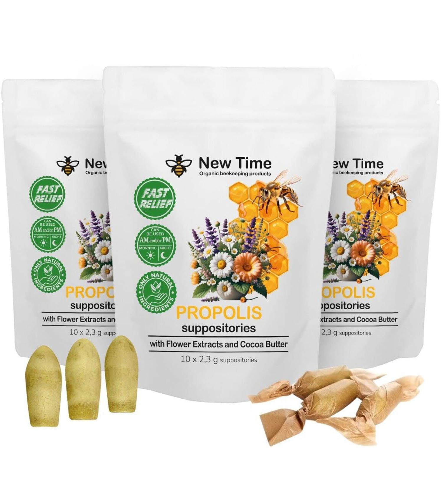 3 Pack Organic Propolis Suppositories 30-Day Supply for Men Women Natural Hemorrhoid Relief Soothing Support for Burning Itching Healing Comfort - Buy Online on GoSupps.com