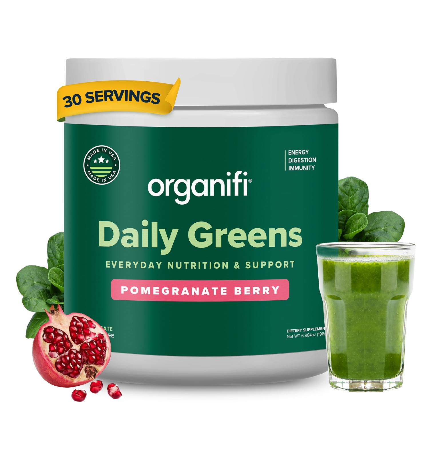 Organifi Daily Greens - Everyday Nutrition and Support - Greens Powder for Energy, Digestion, and Immunity, 30 Servings - Buy Online on GoSupps.com