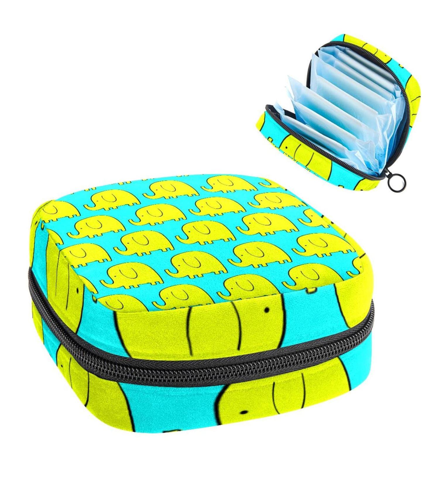 Cartoon Elephant Sanitary Napkin Storage Bag - Period Pouch for Women and Teens - Multi-colored - Buy Online on GoSupps.com