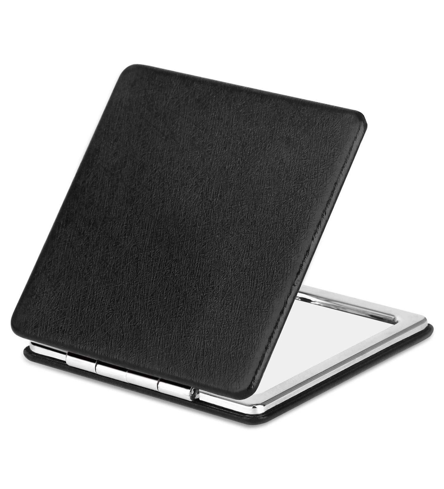 YTLX Compact Makeup Mirror 1x/2x Magnifying Foldable Cosmetic Mirror - Portable Black Vanity Mirror for Men and Women - Buy Online on GoSupps.com