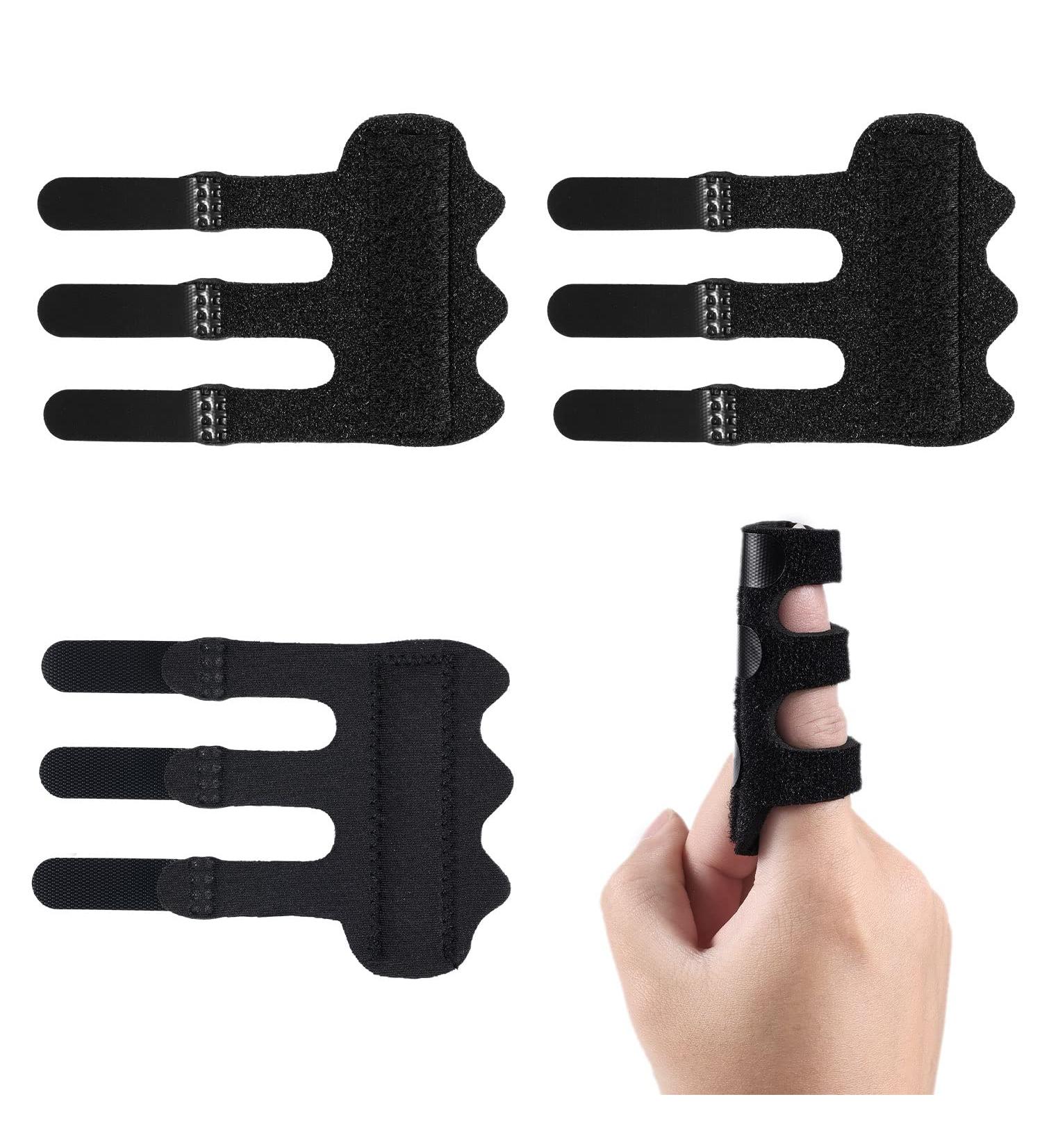 4PCS Finger Splints | Upgraded 3 Straps Trigger Finger Brace for Arthritis & Pain Relief | Broken Finger Protection & Straightening - Black - Buy Online on GoSupps.com