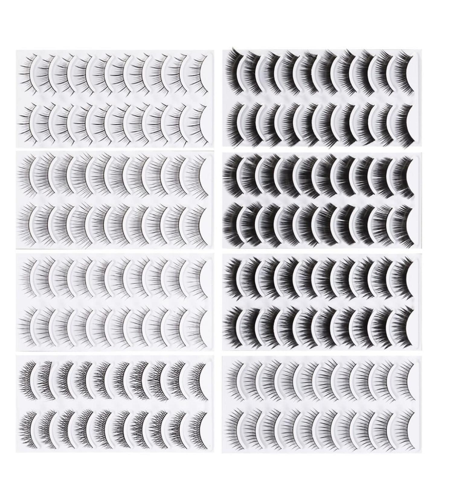 FOMIYES 80 Pairs Long Thick Eyelashes False Eyelashes False Lashes Eyelashes with Glue Beauty Long Lashes Long Flat Eyelashes Ladies Suits Natural Eyelashes Miss Hardcore Extend