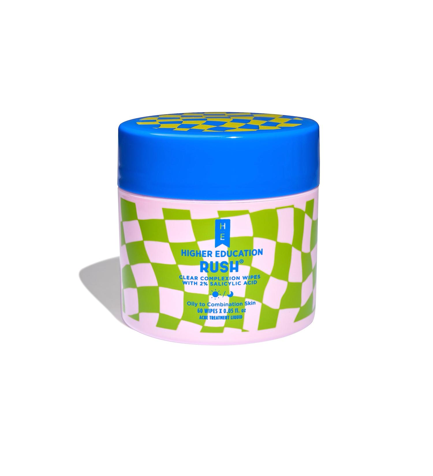 Clear Complexion Pads - Higher Education RUSH 2% Salicylic Acid for Oily & Combination Skin | 60 Exfoliating Acne Treatment Pads - Buy Online on GoSupps.com