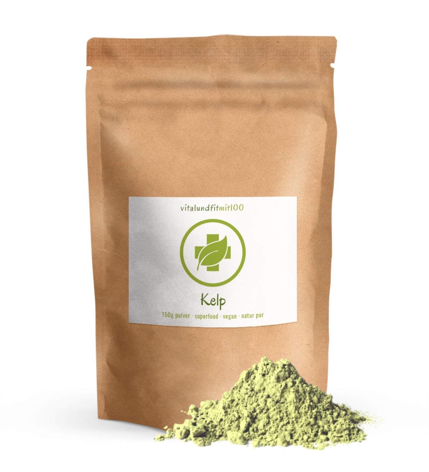 Kelp Powder 150g - Natural Iodine Source - 100% Vegan Gluten-Free Raw Food Quality - Kosher Certified - Pure & Additive-Free - Best Quality from France - Buy Online on GoSupps.com