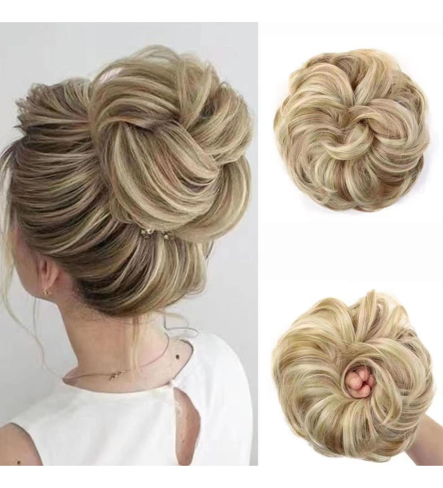 JJstar Messy Hair Bun Scrunchie in Dirty Blonde - Curly Wavy Chignon for Women & Girls - Buy Online on GoSupps.com