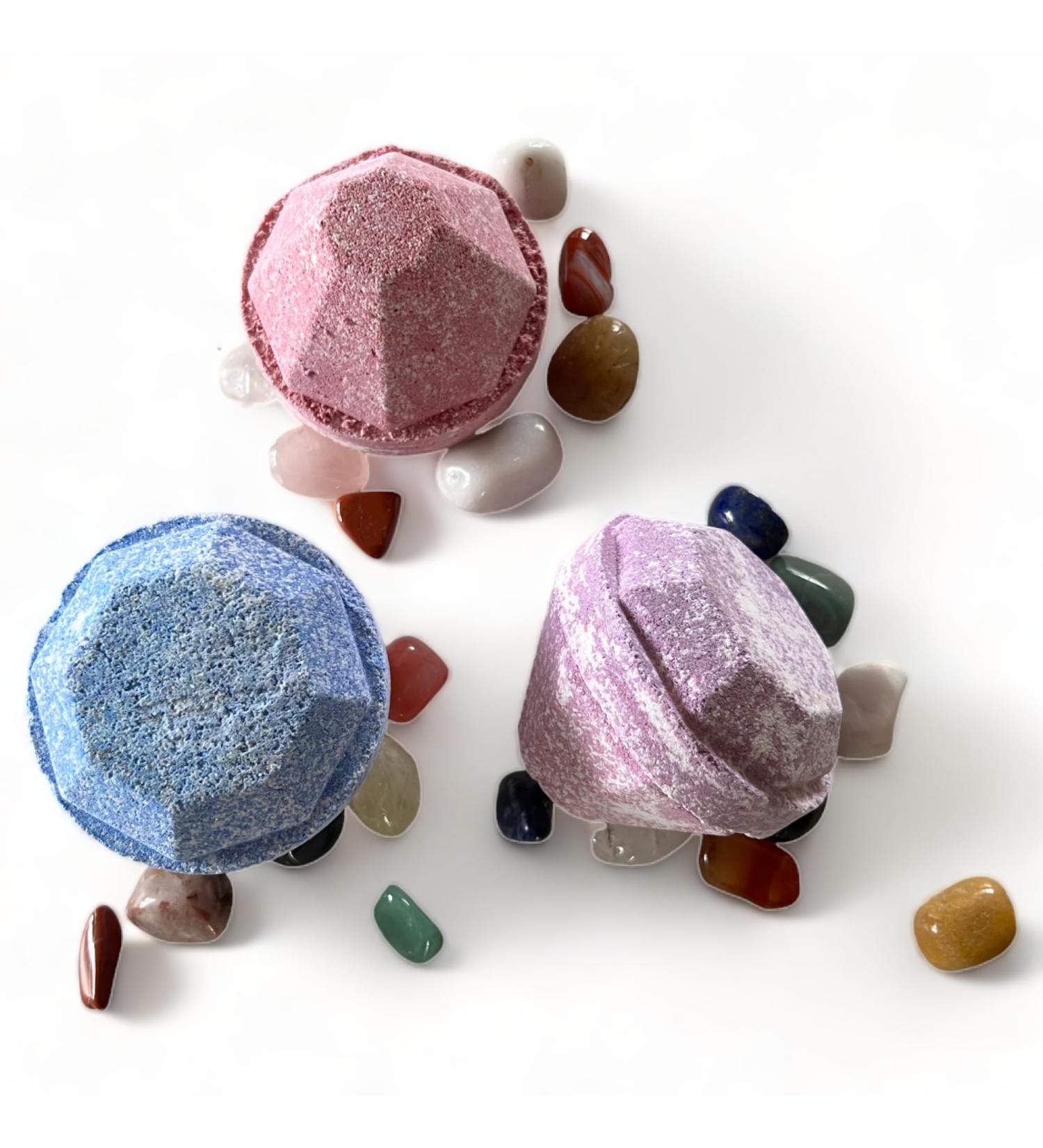 Hidden Gemstones Inside 3 Diamond Shaped Bath Bombs - Gift Set of Luxurious Bath Bombs Each with its Own Unique Fragrance - Buy Online on GoSupps.com