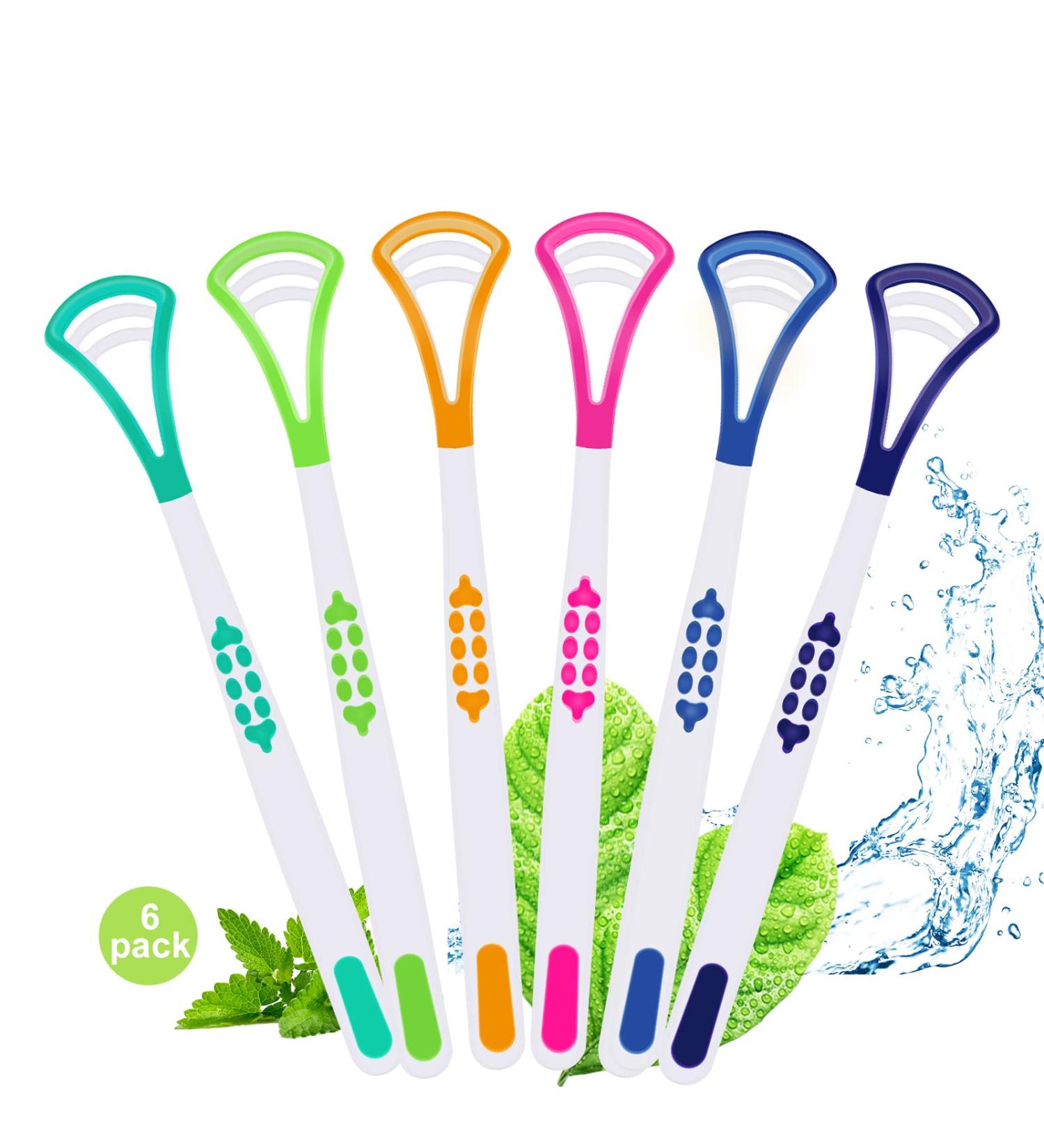 Adult Tongue Scraper Cleaner - Fresh Breath Tongue Brush (6 Pack, Random Color) - Buy Online on GoSupps.com