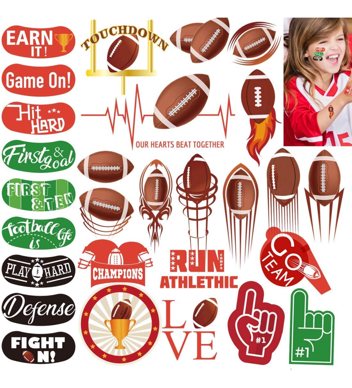 WAVEJOE Football Face Temporary Tattoos  Football Party Favor Supplies for Super Bowl Birthday Party Decoration(6 Sheets) Football Tattoos - Buy Online on GoSupps.com