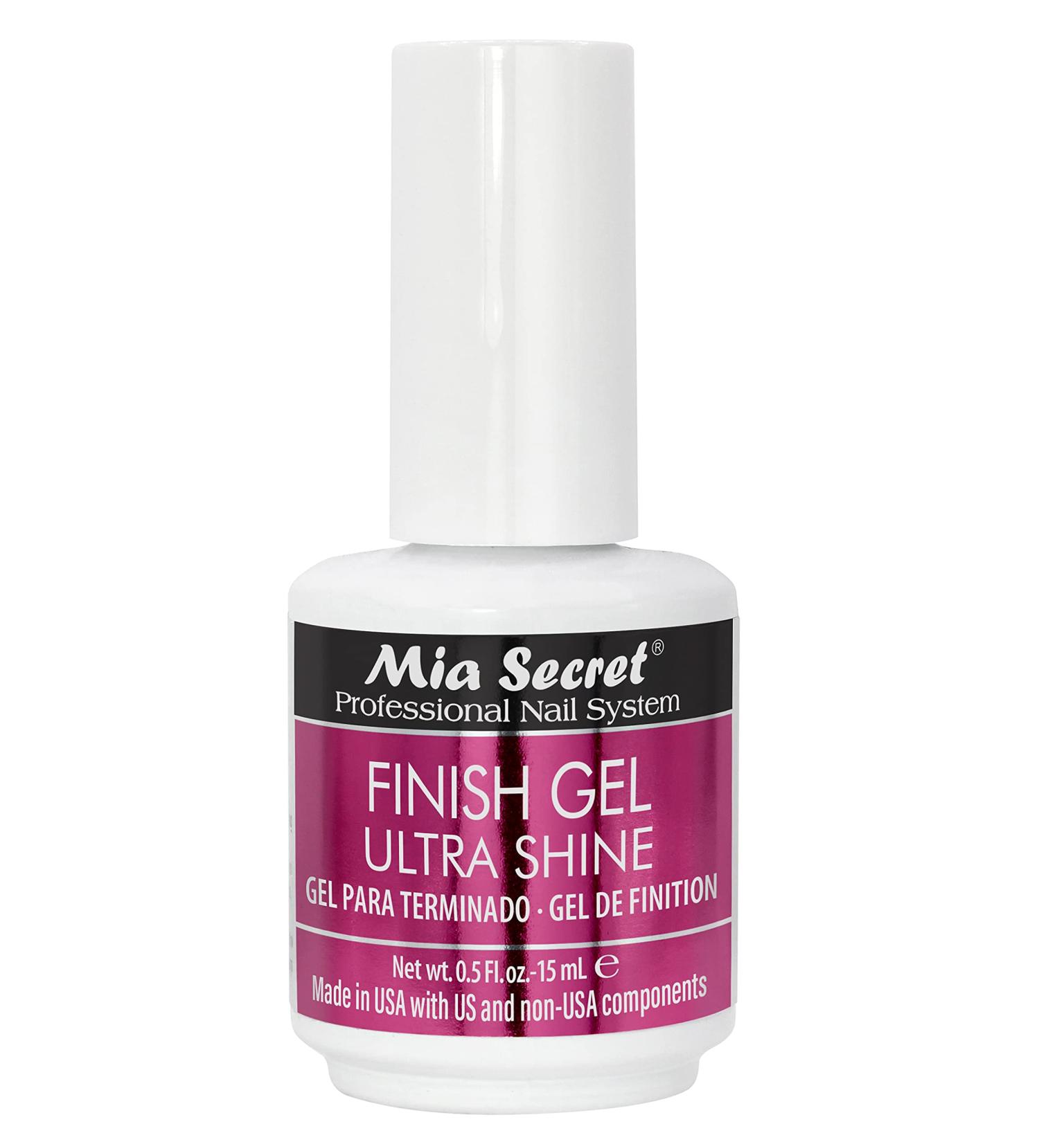 Mia Secret UV Finish gel top coat for gel or acrylic 15 ml - No wipe clear top gel for nails - High gloss top coat for artificial nails