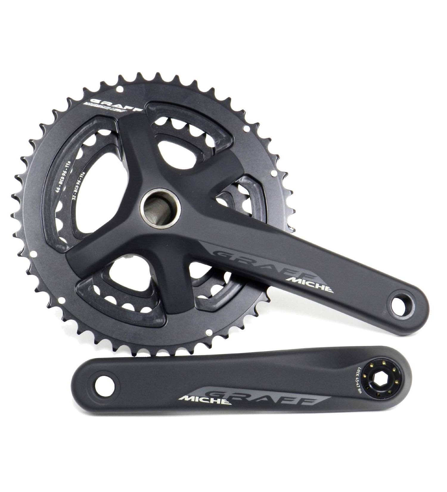 Miche Unisex Graff Chainset - Black 172.5mm 30/46 | Premium Cycling Component for International Shipping - Buy Online on GoSupps.com