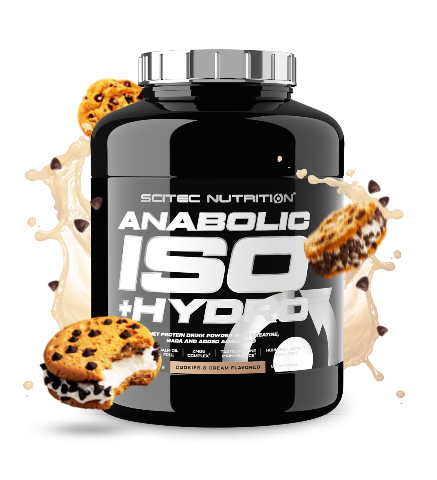 Scitec Nutrition Anabolic Iso+Hydro - Whey Protein Blend - With Creatine Maca & Amino Acids - ZMB6 Complex for Testosterone Maintenance 2350g Cookies & Cream - Buy Online on GoSupps.com