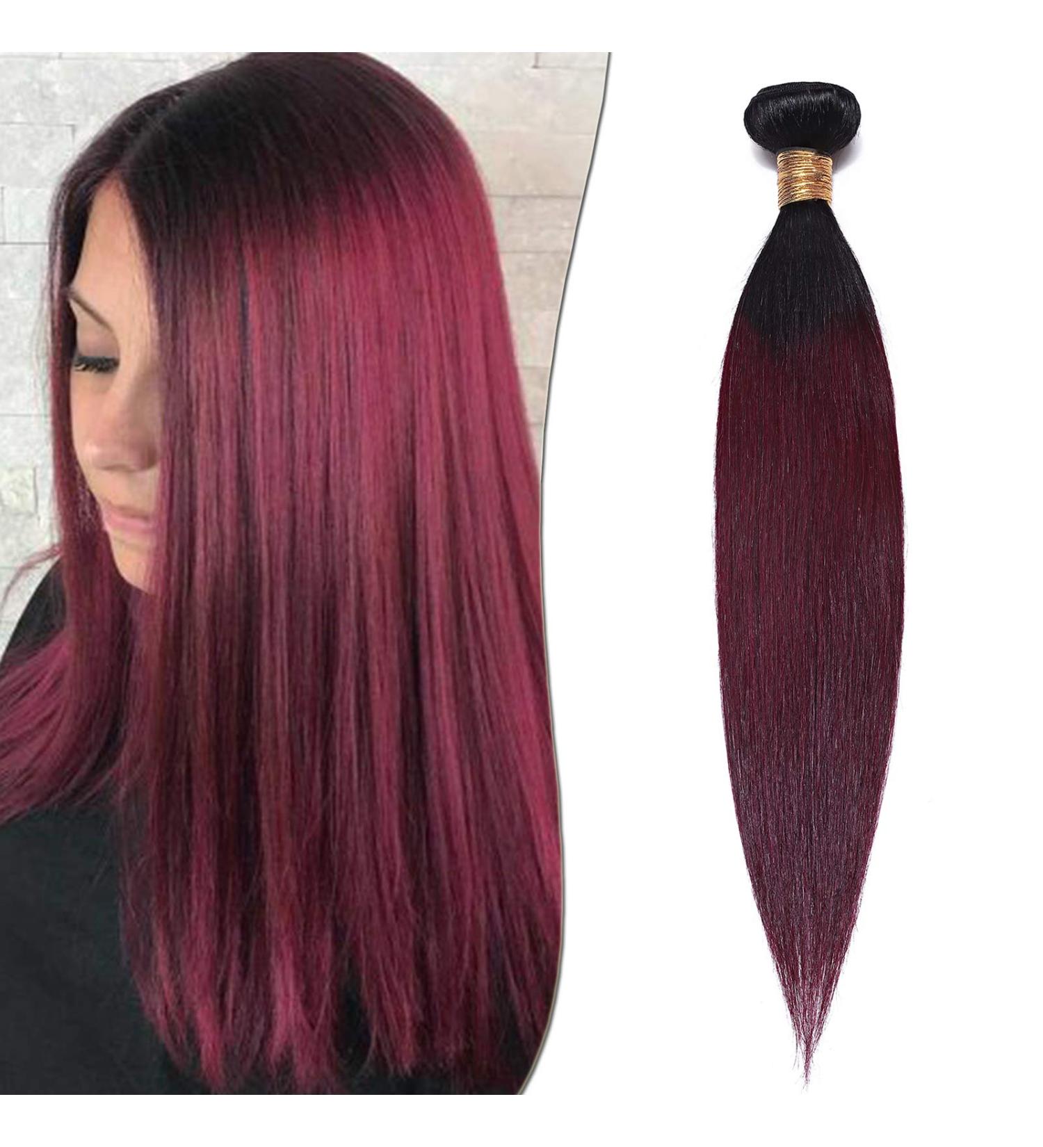 Shop 100% Unprocessed Brazilian Body Wave Hair Bundles - Virgin Black/Wine Red 22 Extensions - Buy Online on GoSupps.com