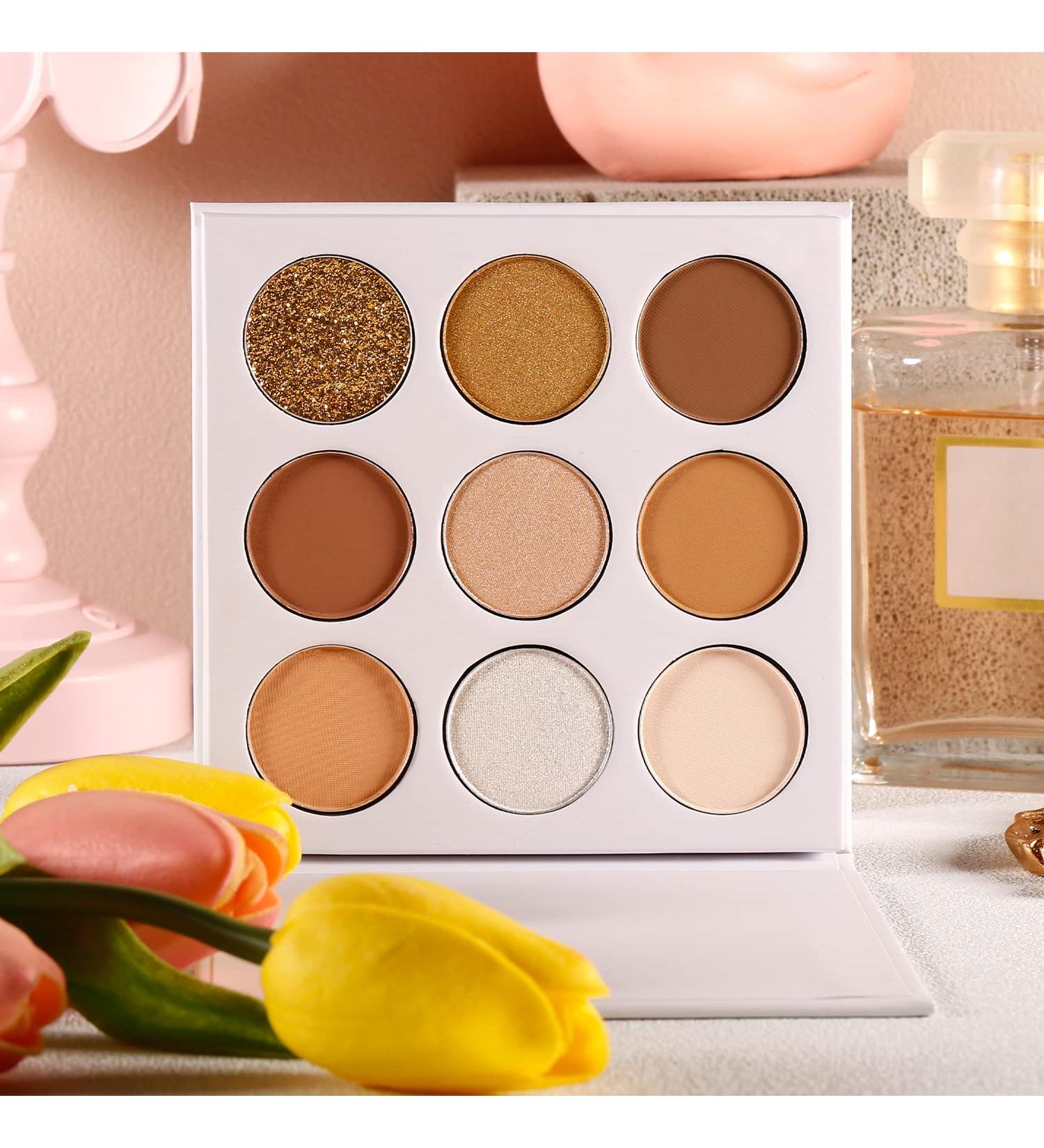 Ecofavor 9-Color Brown Eyeshadow Palette - Natural Matte, Shimmer, Glitter | Highly Pigmented, Waterproof | Easy to Blend Naked Earth Tones Makeup Palette - Buy Online on GoSupps.com