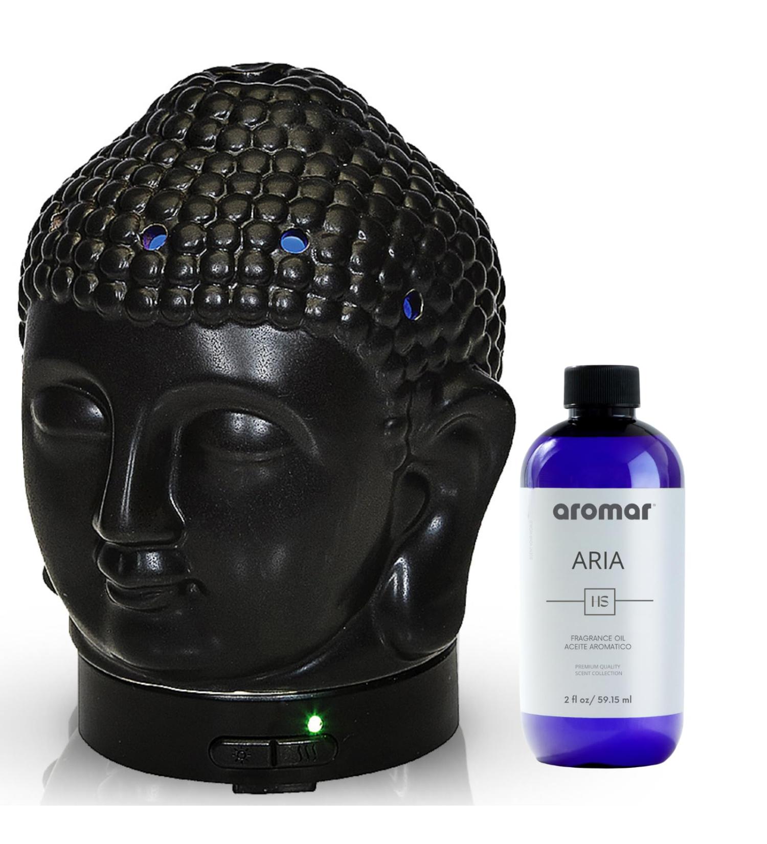 Buy Aromar Buddha Ceramic Diffuser - Elegant Black Essential Oil Diffuser for Home & Spa | International Shipping Available - Buy Online on GoSupps.com